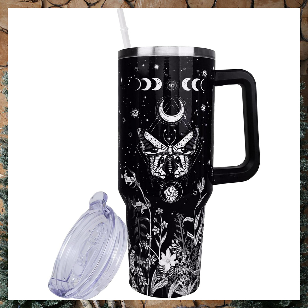 Moon Phases Floral Moth Custom Stanley Cup 40 oz 30 oz Tumbler With HandleTVC2301969