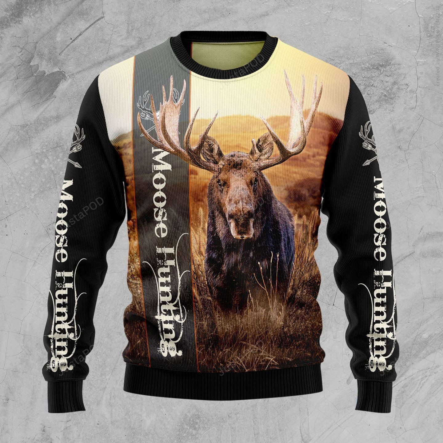 Moose Hunting Ugly Christmas Sweater Adult 3D Funny Matching for family
