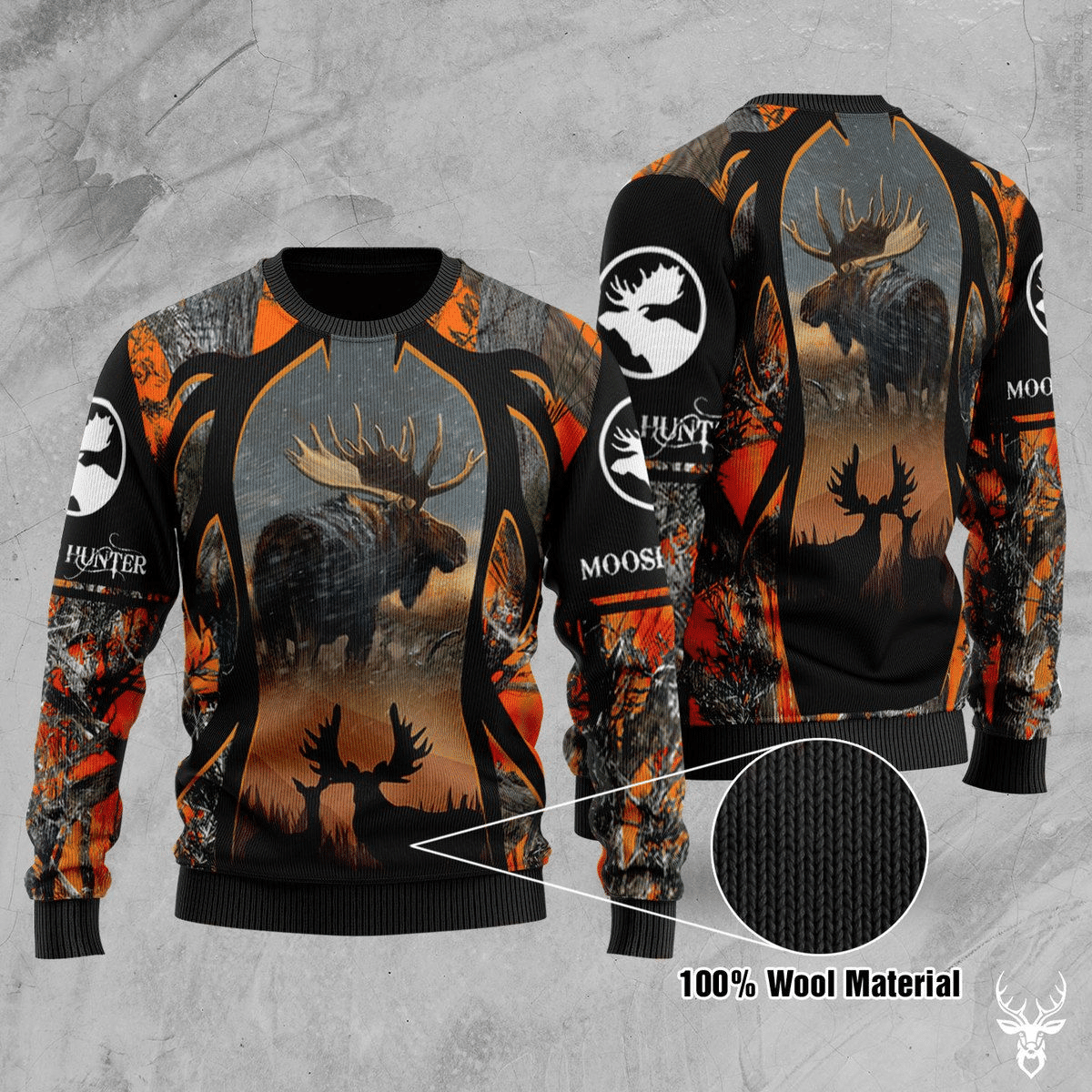 Moose Hunting Ugly Christmas Sweater Adult 3D Funny Matching for family