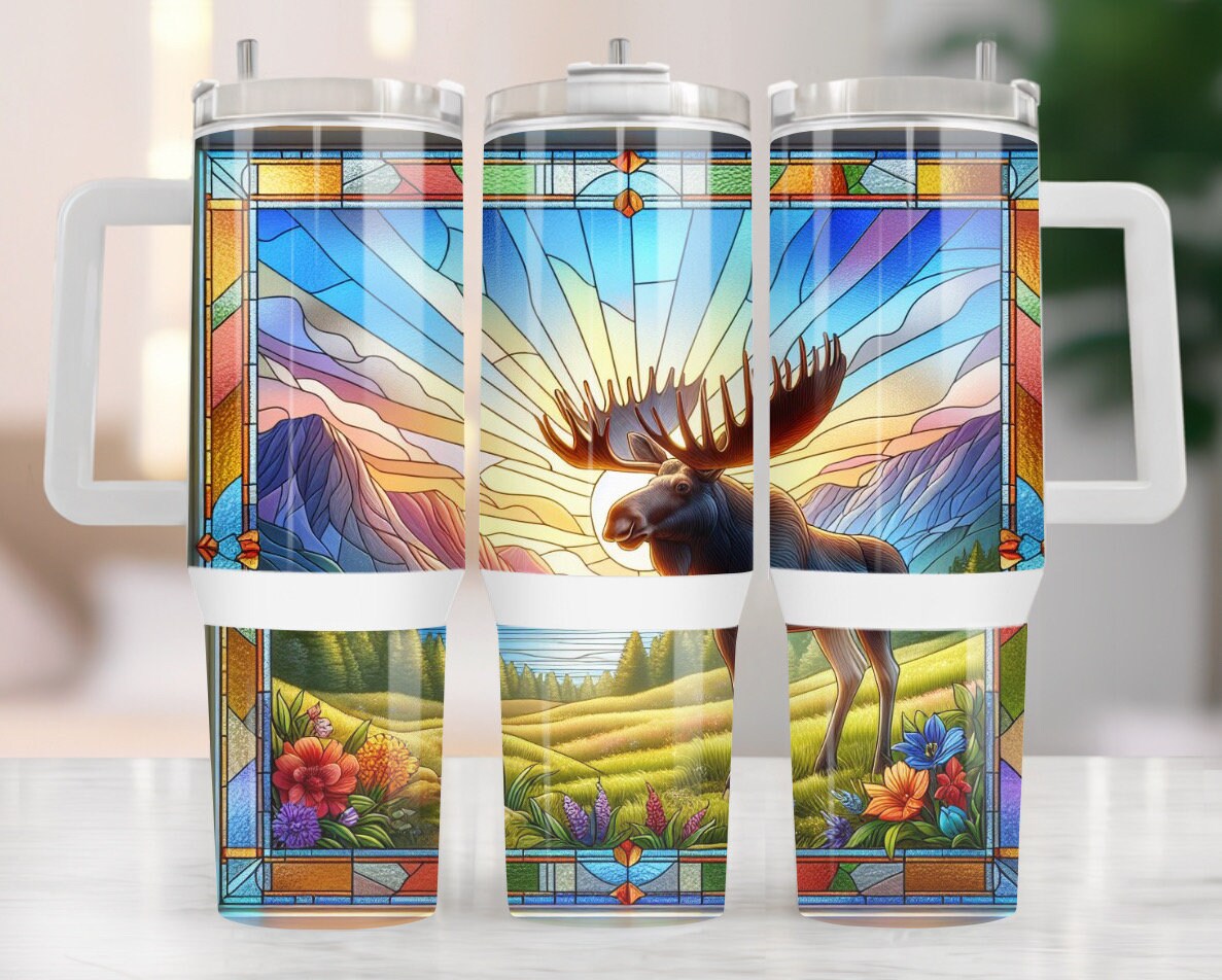 Moose Stained Glass Custom Stanley Cup 40 oz 30 oz Tumbler With HandleTVC2301972