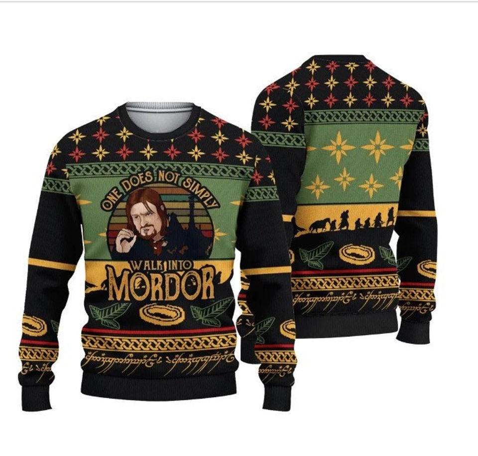 Mordor Fun Run LOTR Ugly Knitted Christmas 3D Sweater