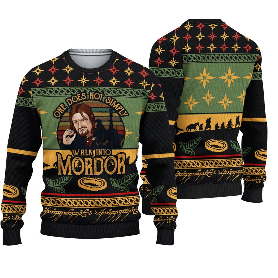 Mordor Fun Run LOTR Ugly Knitted Christmas 3D Sweater