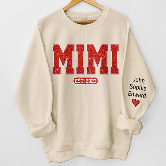 More Over Santa Here Comes Nana - Family Personalized Custom Unisex Sweatshirt With Design On Sleeve - Christmas Gift For Mom, Grandma - Image 4