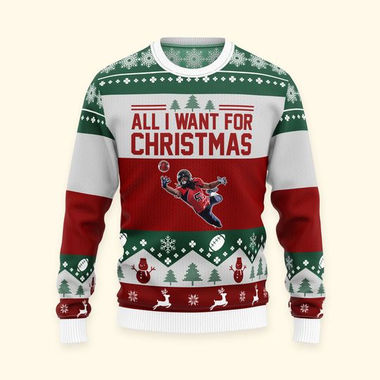 More Time Play Football, Personalized Photo Ugly Sweater, Christmas Football Sweatershirt - Image 17