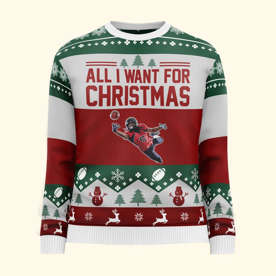 More Time Play Football, Personalized Photo Ugly Sweater, Christmas Football Sweatershirt - Image 7