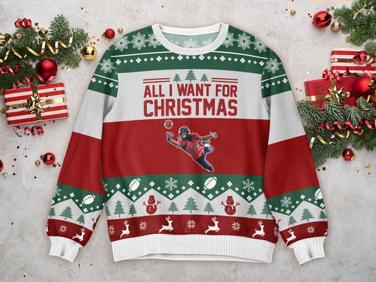 More Time Play Football, Personalized Photo Ugly Sweater, Christmas Football Sweatershirt - Image 11