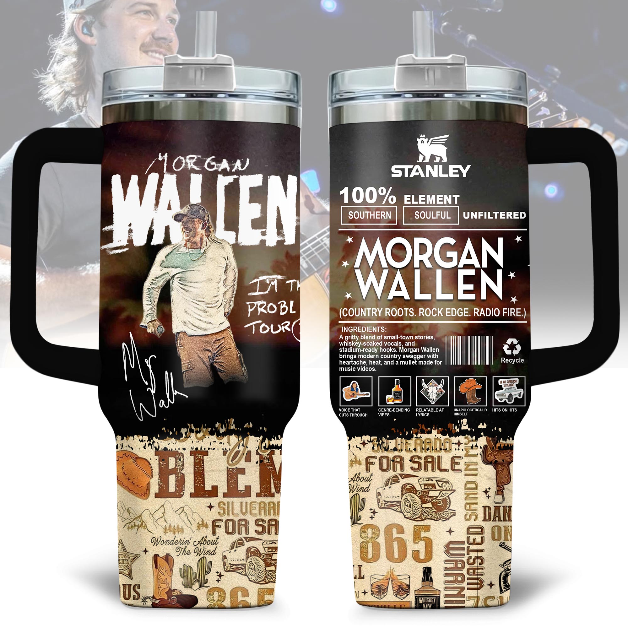 Morgan Wallen Music Custom Stanley Cup 40 oz 30 oz Tumbler With HandleTVC2301174