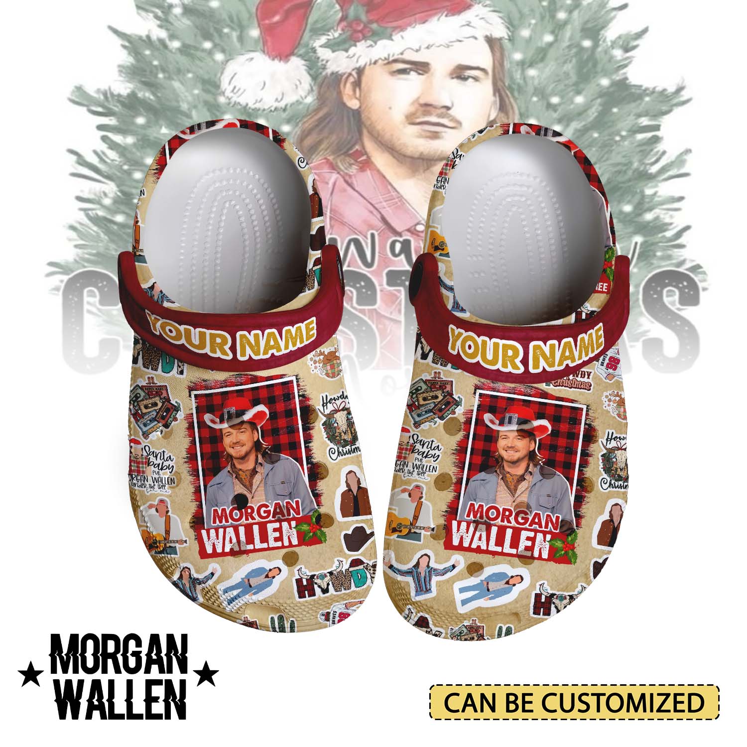 Morgan Wallen x Christmas Music Crocs Crocband Clogs Shoes Comfortable For Men Women and Kids