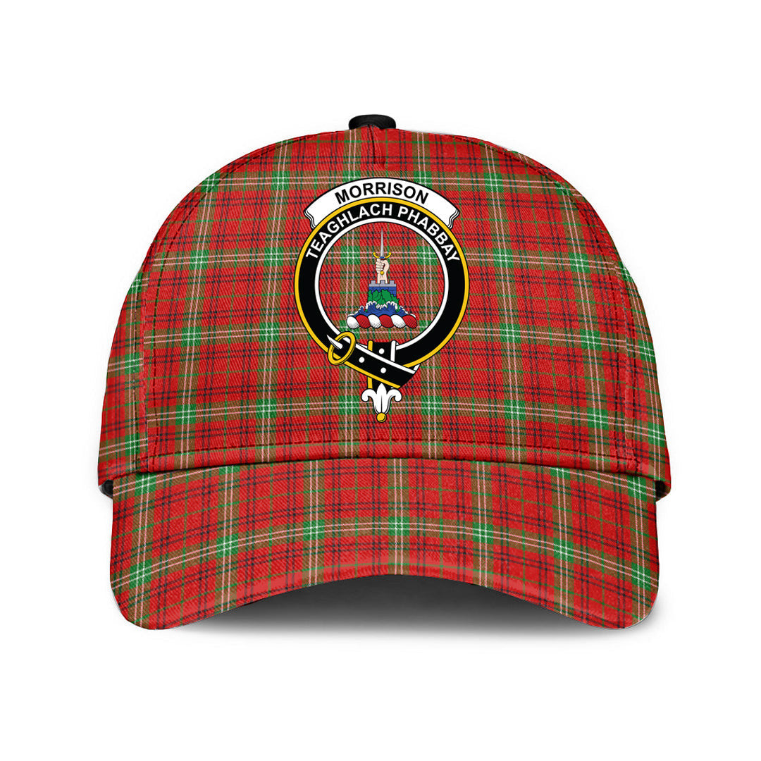 Morrison Red Modern Tartan Baseball Cap, Tartan Plaid Cap with Family Crest K23 Trucker Hats Custom Hats Gifts For Men & Women