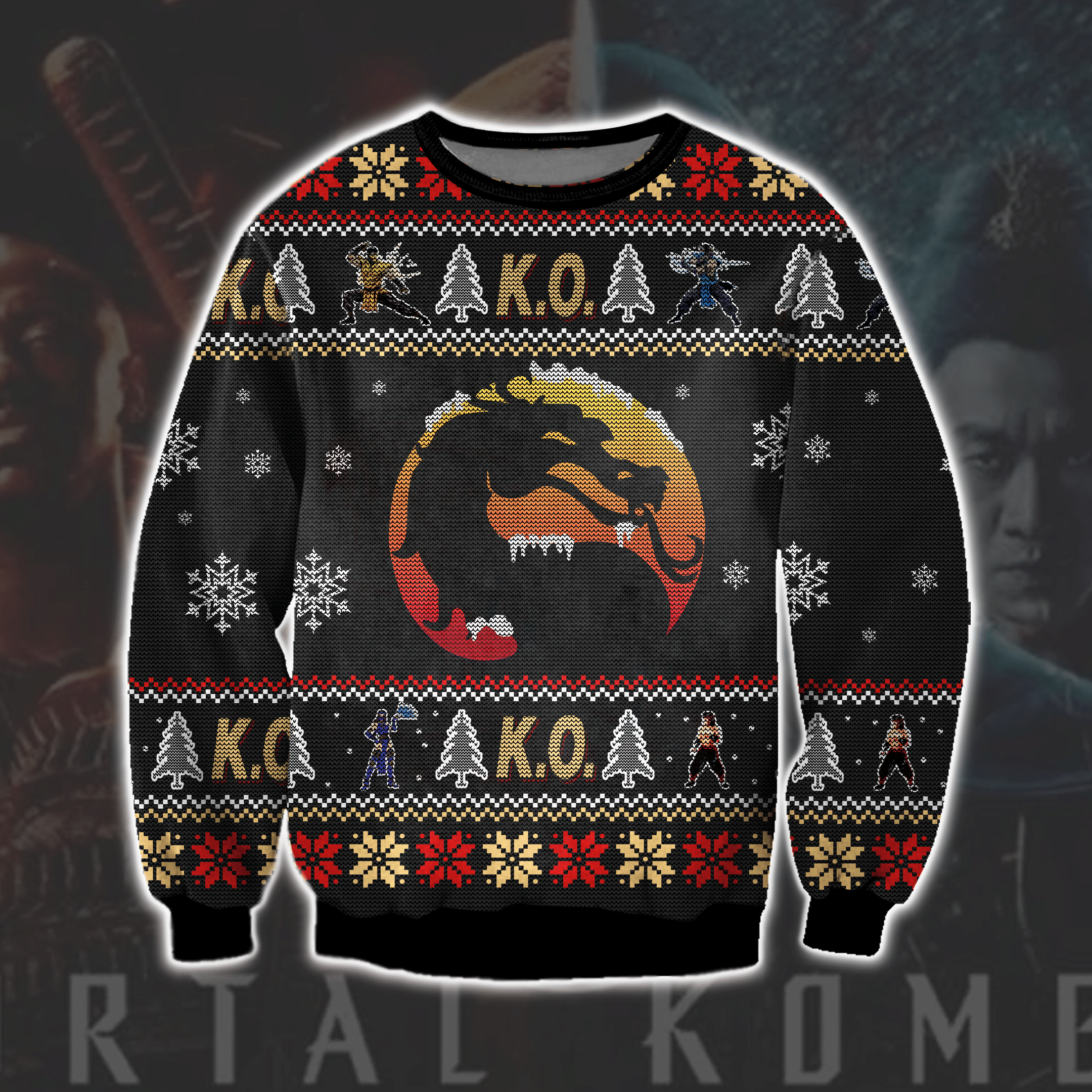 Mortal Kombat Game 3D Print Ugly Christmas Sweater Adult 3D Funny Matching for family