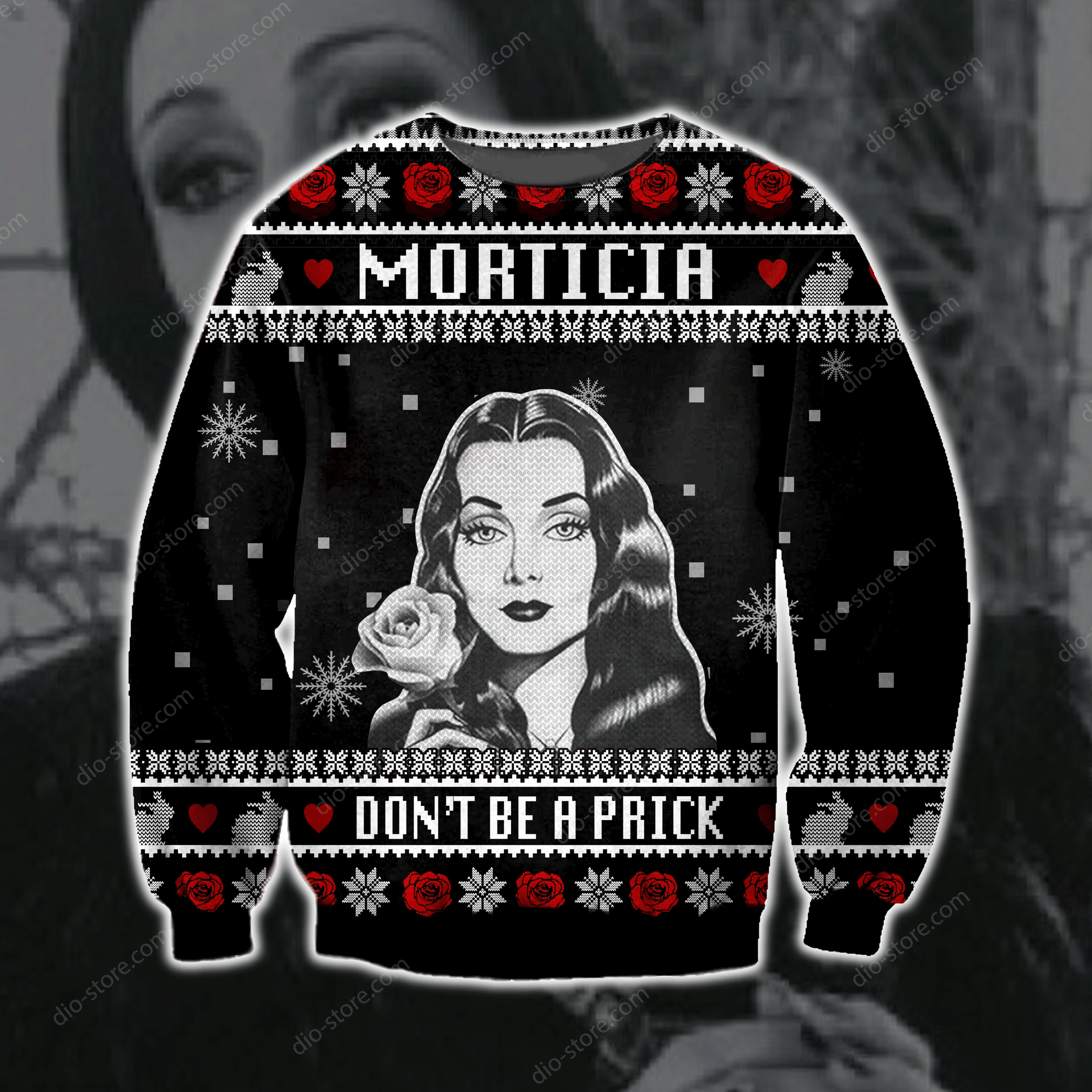 Morticia Don'T Be A Prick Knitting Pattern 3D Print Ugly Christmas Sweater Adult 3D Funny Matching for family