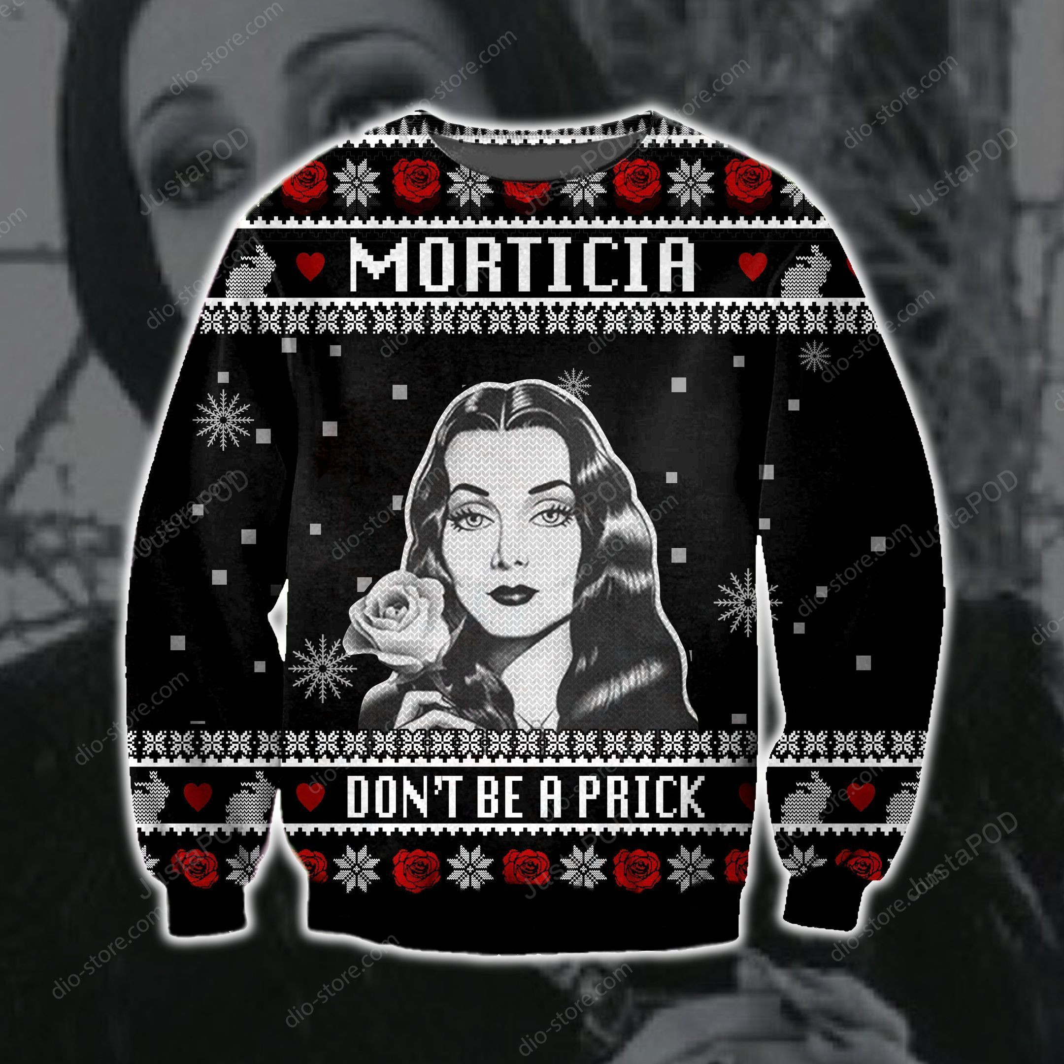 Morticia Dont Be A Prick Knitting Pattern 3D Print Ugly Christmas Sweater Adult 3D Funny Matching for family