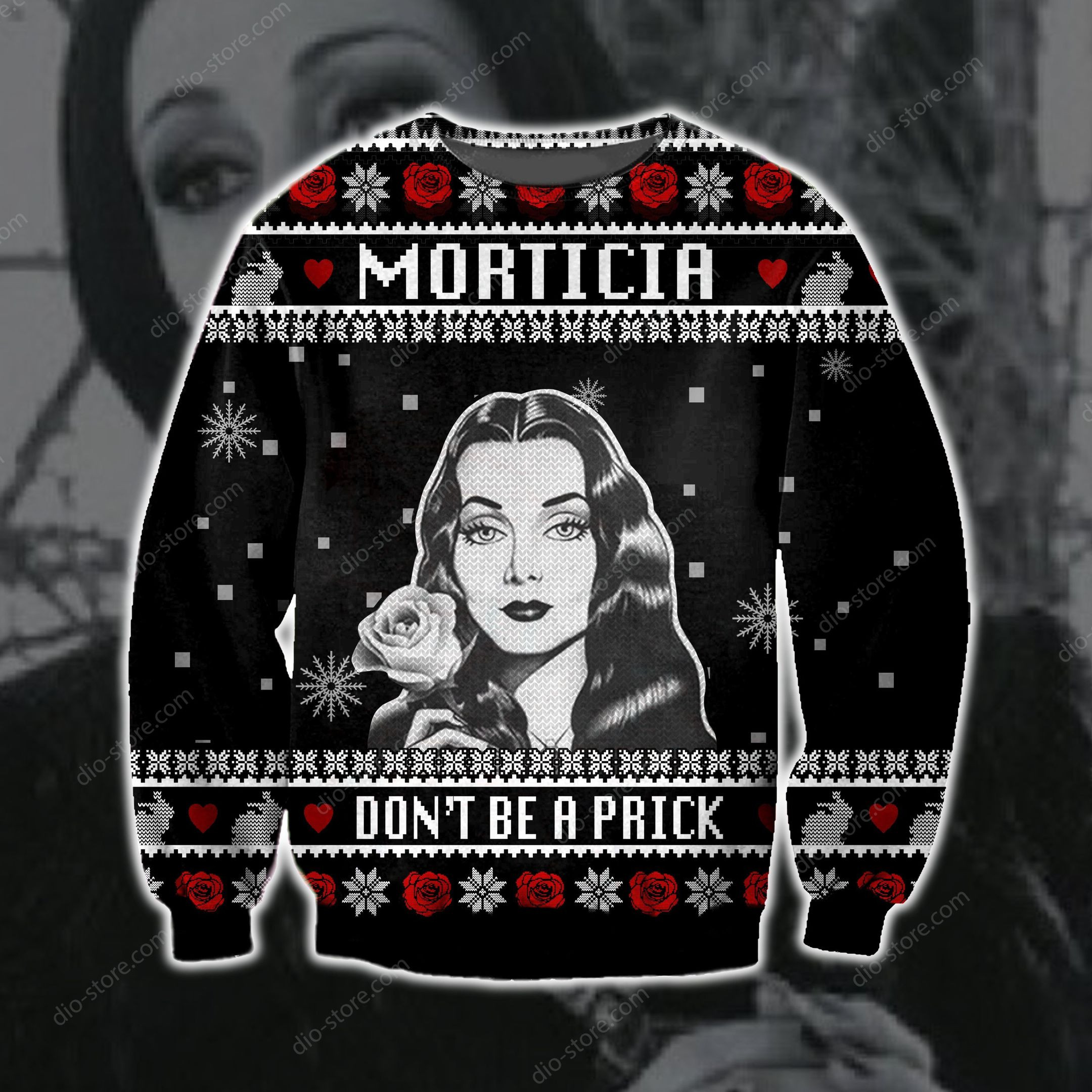 Morticia Dont Be A Prick Knitting Pattern For Unisex Ugly Christmas Sweater Adult 3D Funny Matching for family