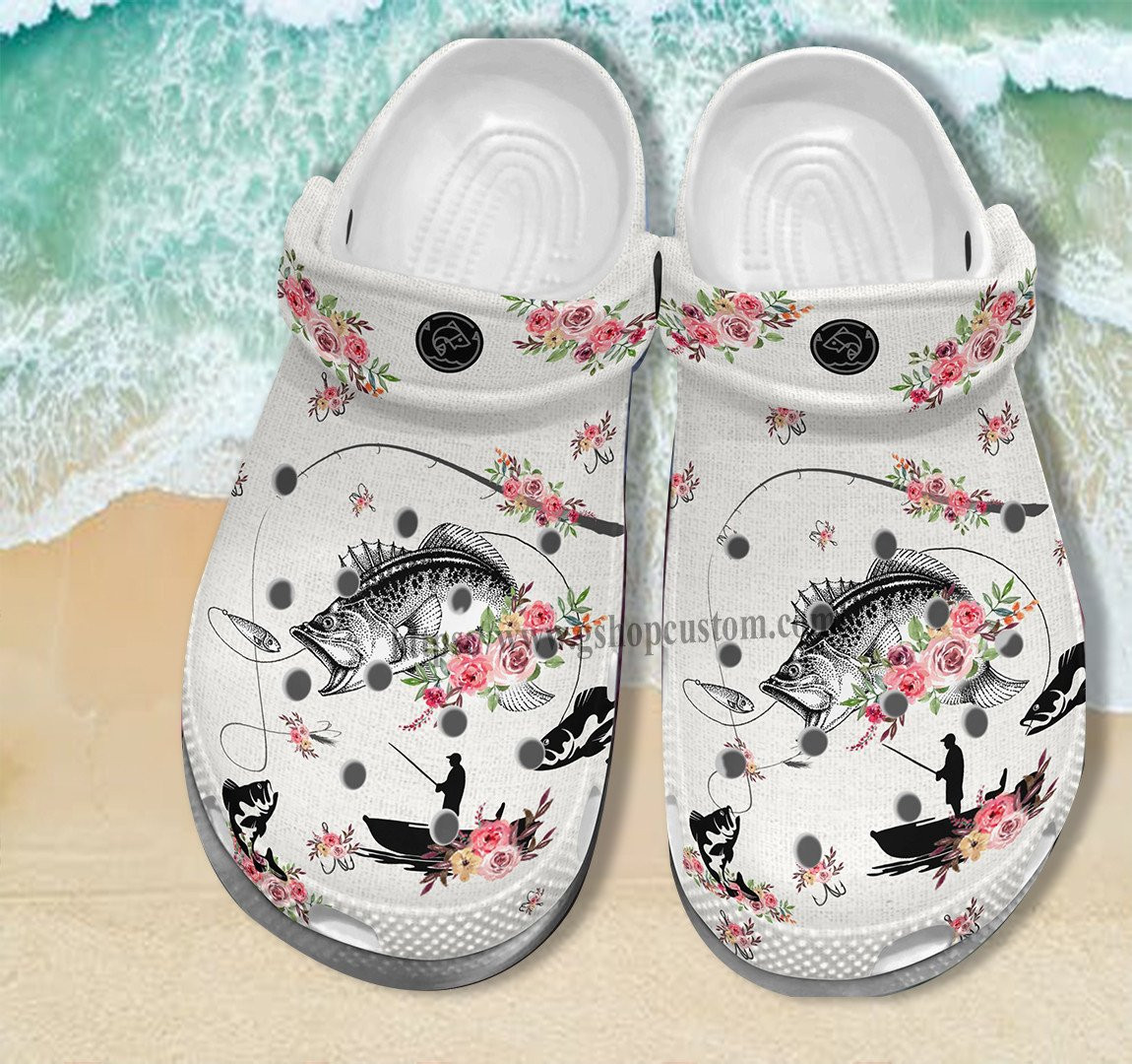 Mother Day Shoes Fishing Flower Croc Shoes Gift Women- Fishing Grandma Shoes Croc Clogs For Aunt