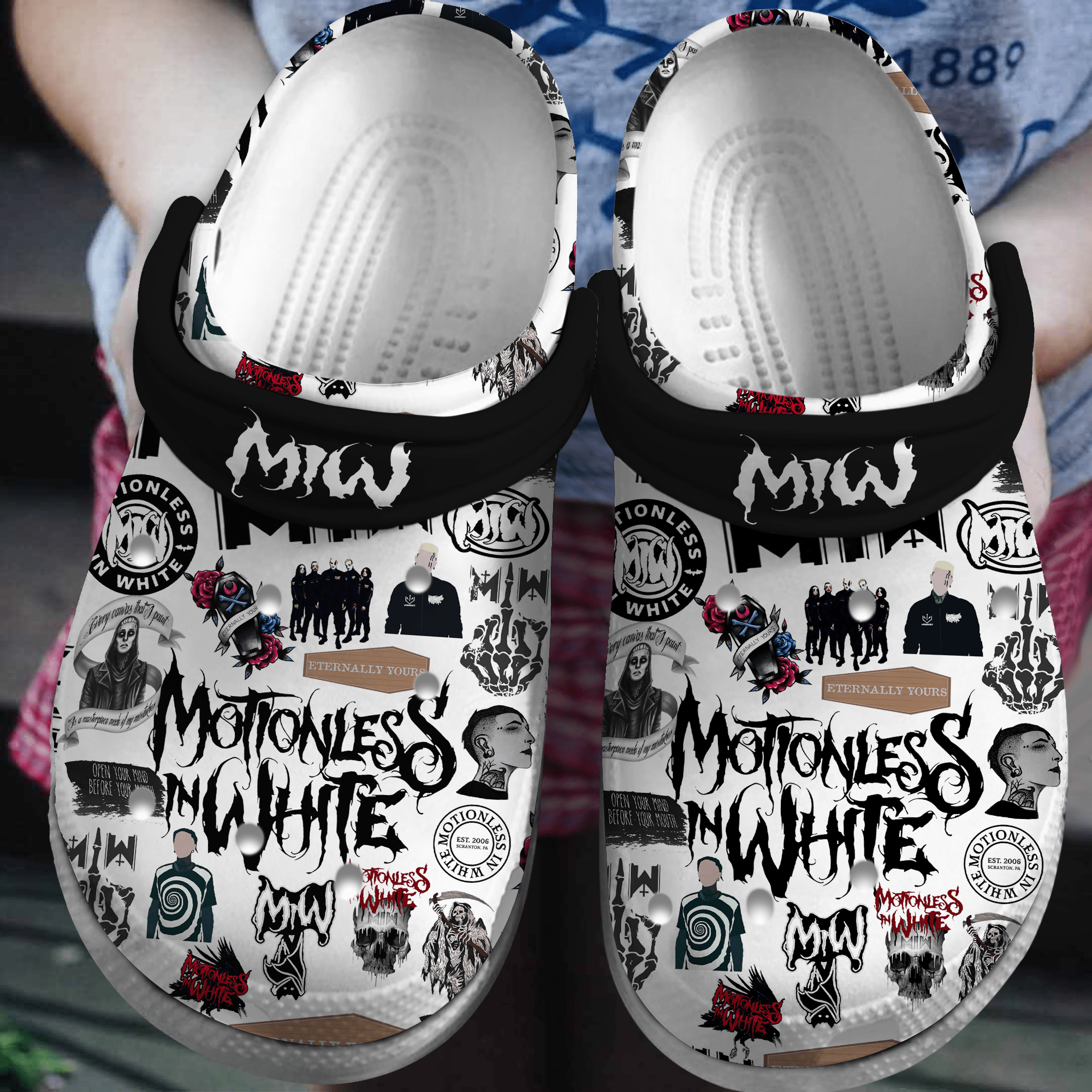Motionless in White Music Crocs Crocband Clogs Shoes Comfortable For Men Women and Kids