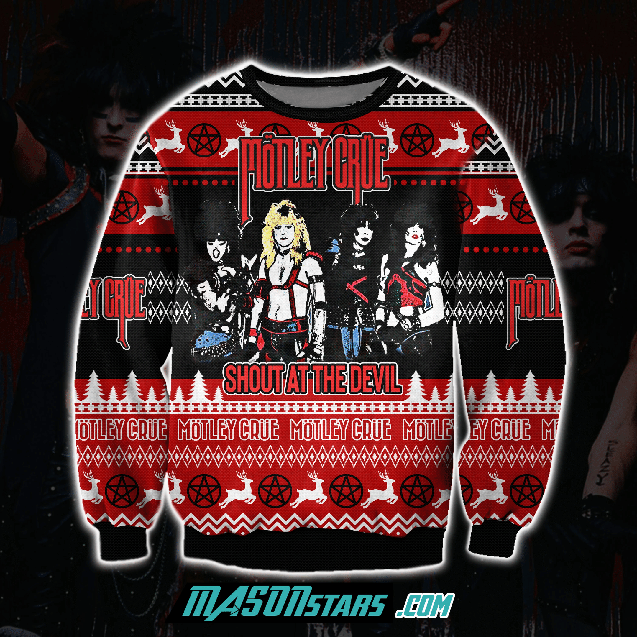 Motley Crue 3D Print Ugly Christmas Sweater Adult 3D Funny Matching for family