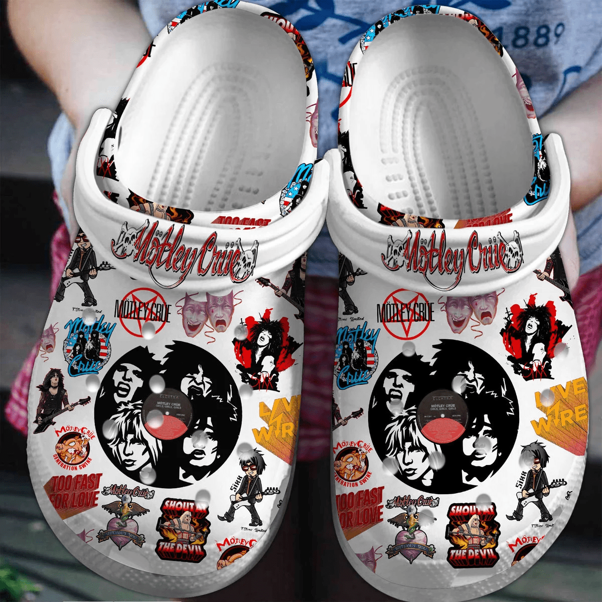 Motley Crue Music Band Crocs Crocband Clogs Shoes Comfortable For Men Women and Kids
