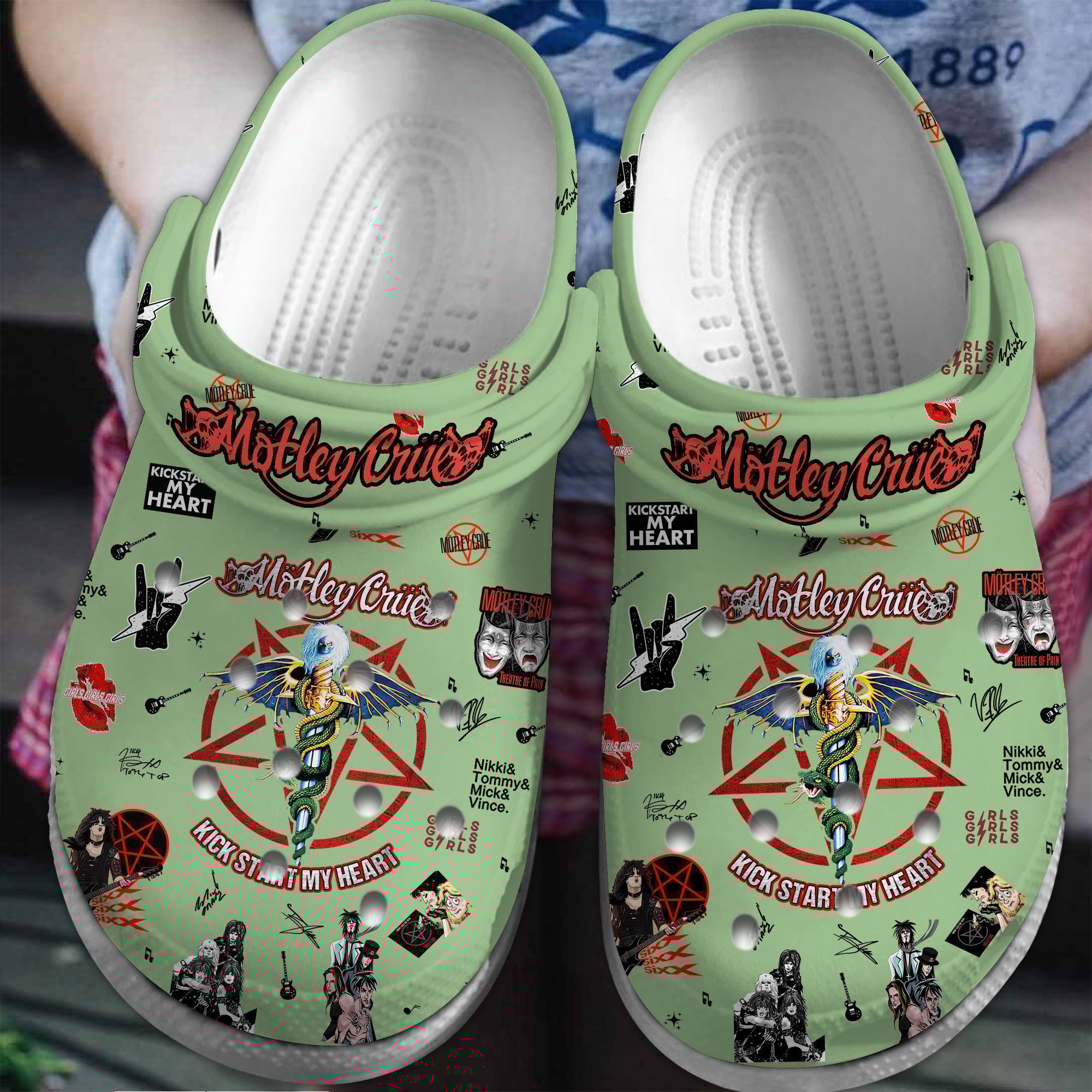 Motley Crue Music Crocs Crocband Clogs Shoes Comfortable For Men Women and Kids