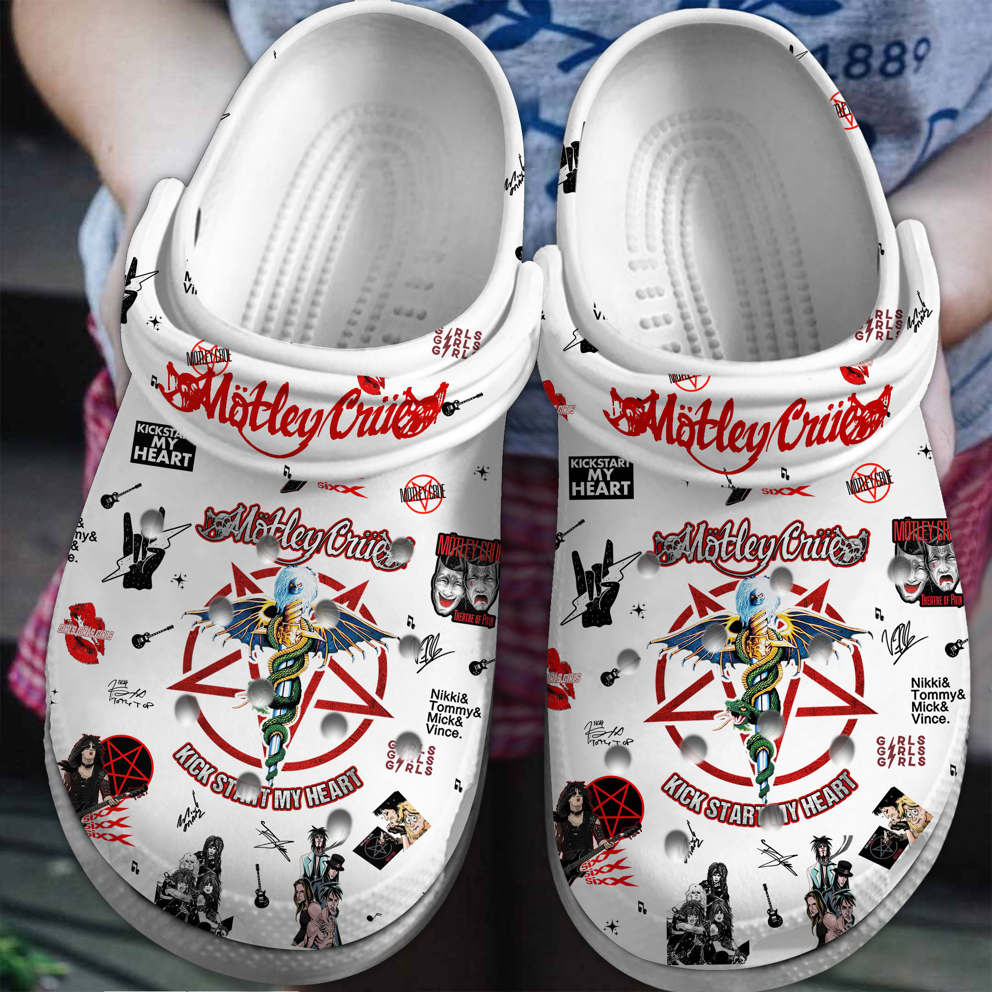 Motley Crue Music Crocs Crocband Clogs Shoes Comfortable For Men Women and Kids