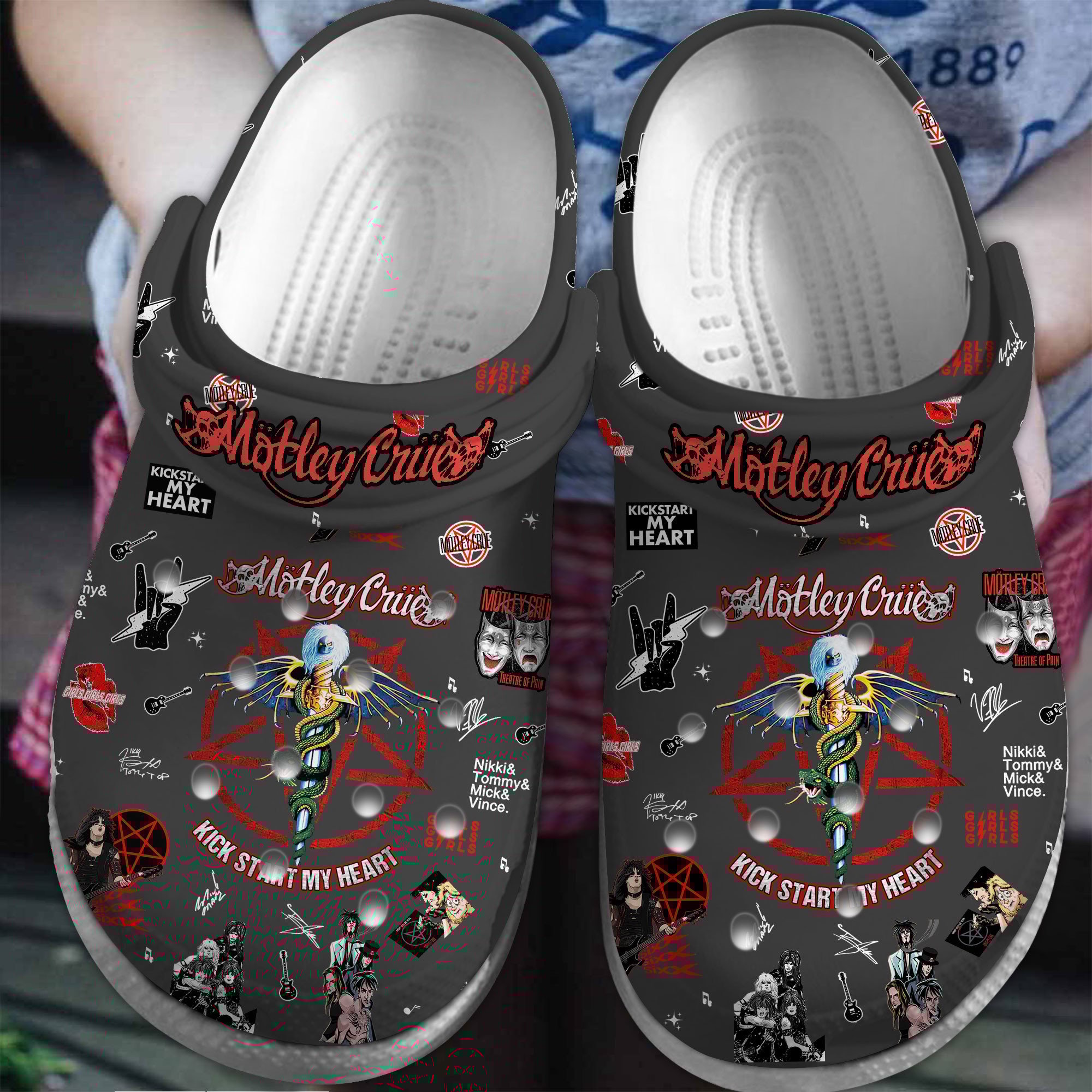 Motley Crue Music Crocs Crocband Clogs Shoes Comfortable For Men Women and Kids