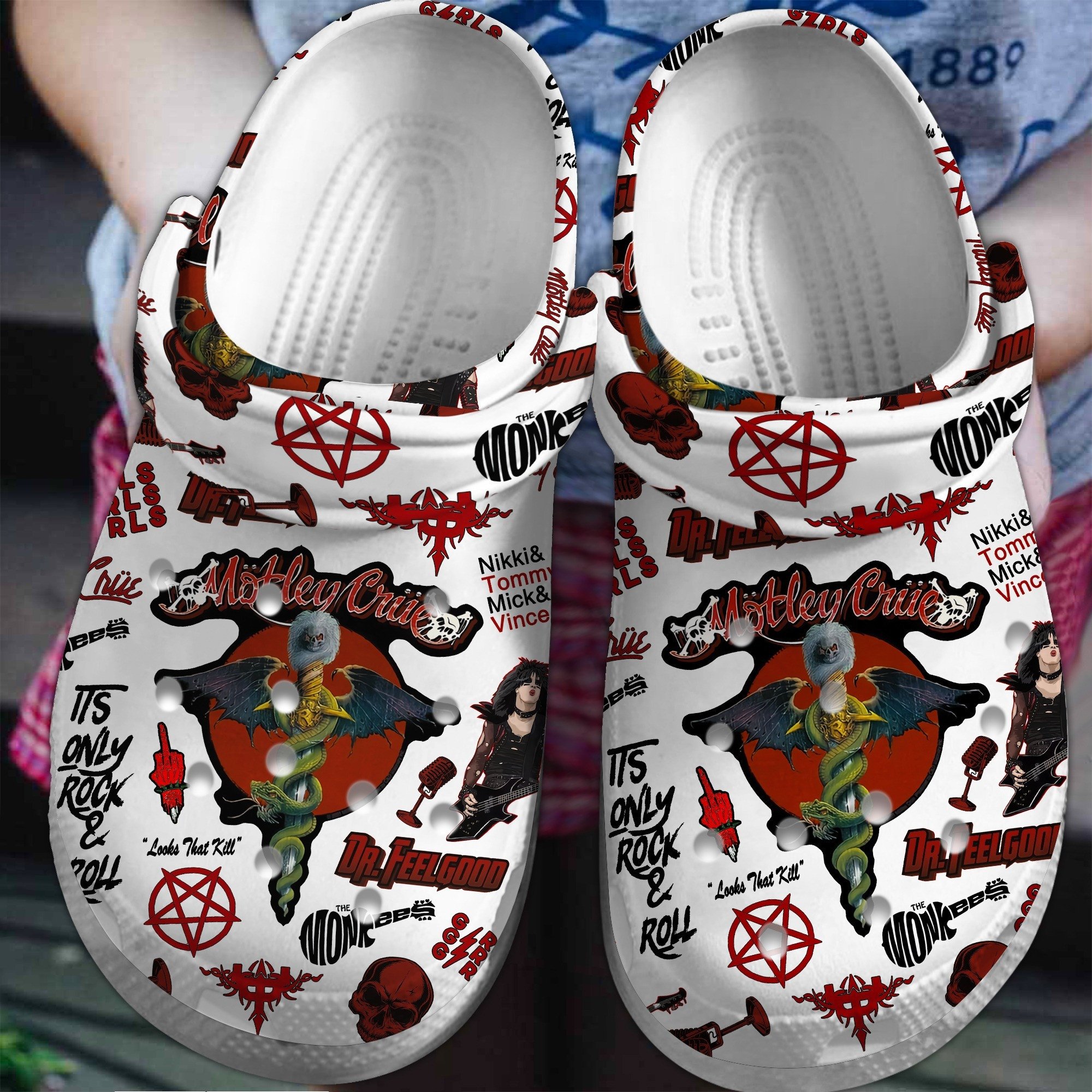 Motley Crue Music Crocs Crocband Clogs Shoes Comfortable For Men Women and Kids