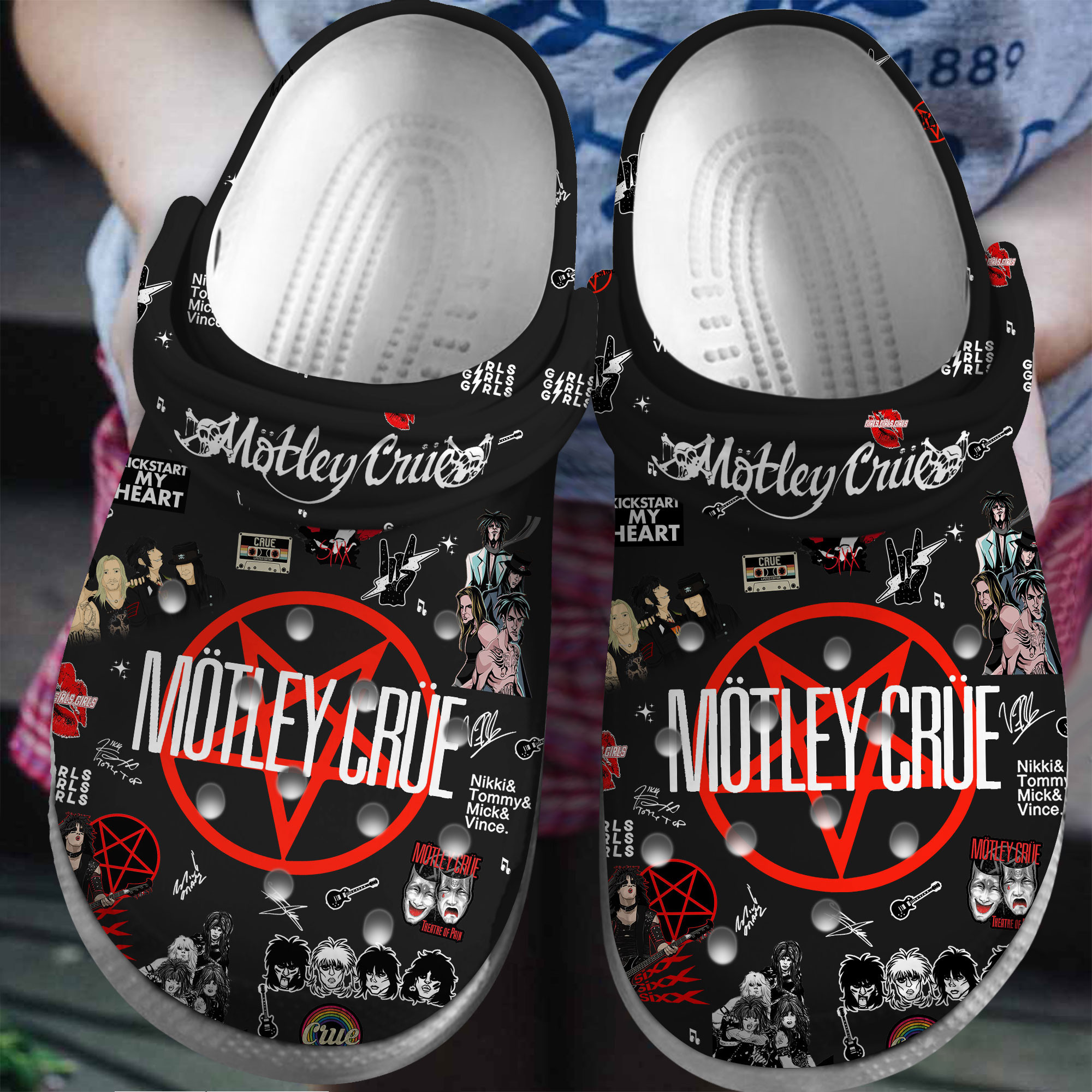 Motley Crue Music Crocs Crocband Clogs Shoes Comfortable For Men Women and Kids