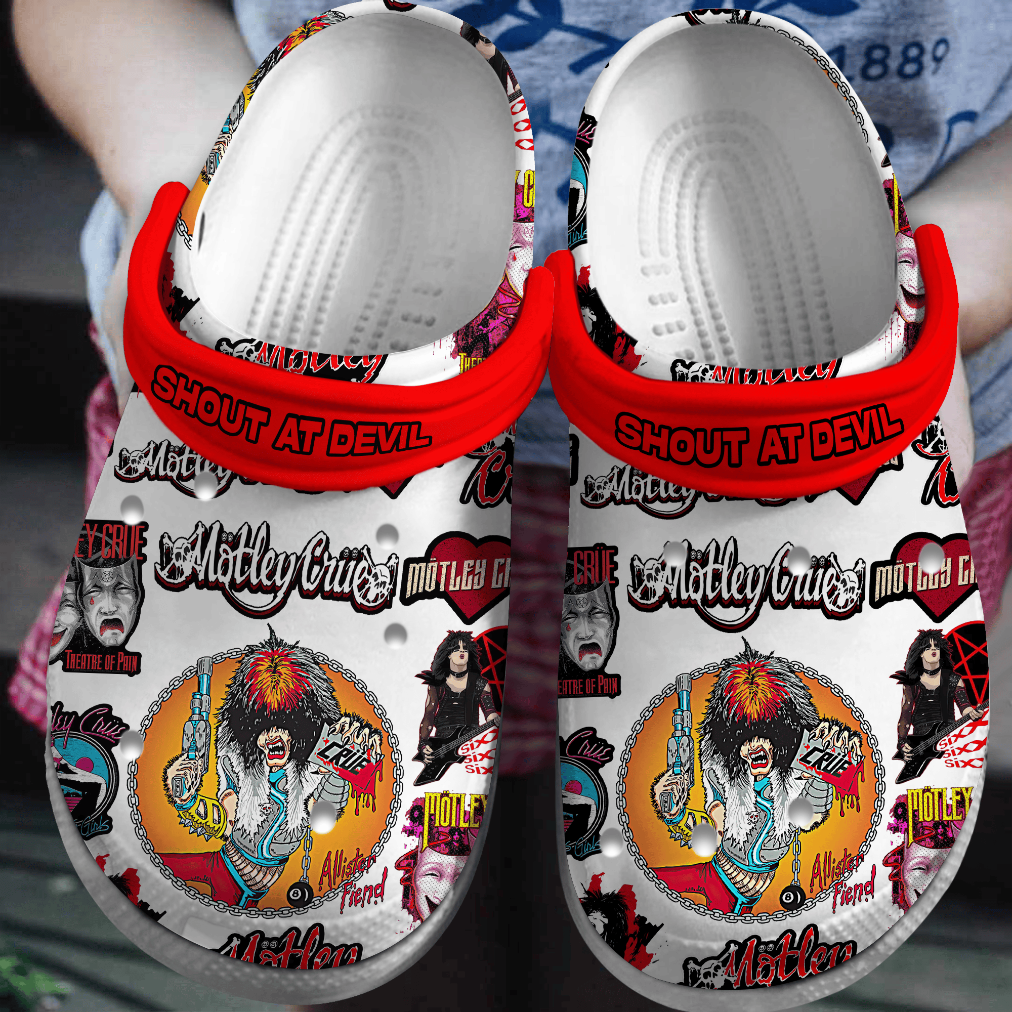 Motley Crue Shout At The Devil Music Crocs Crocband Clogs Shoes Comfortable For Men Women and Kids