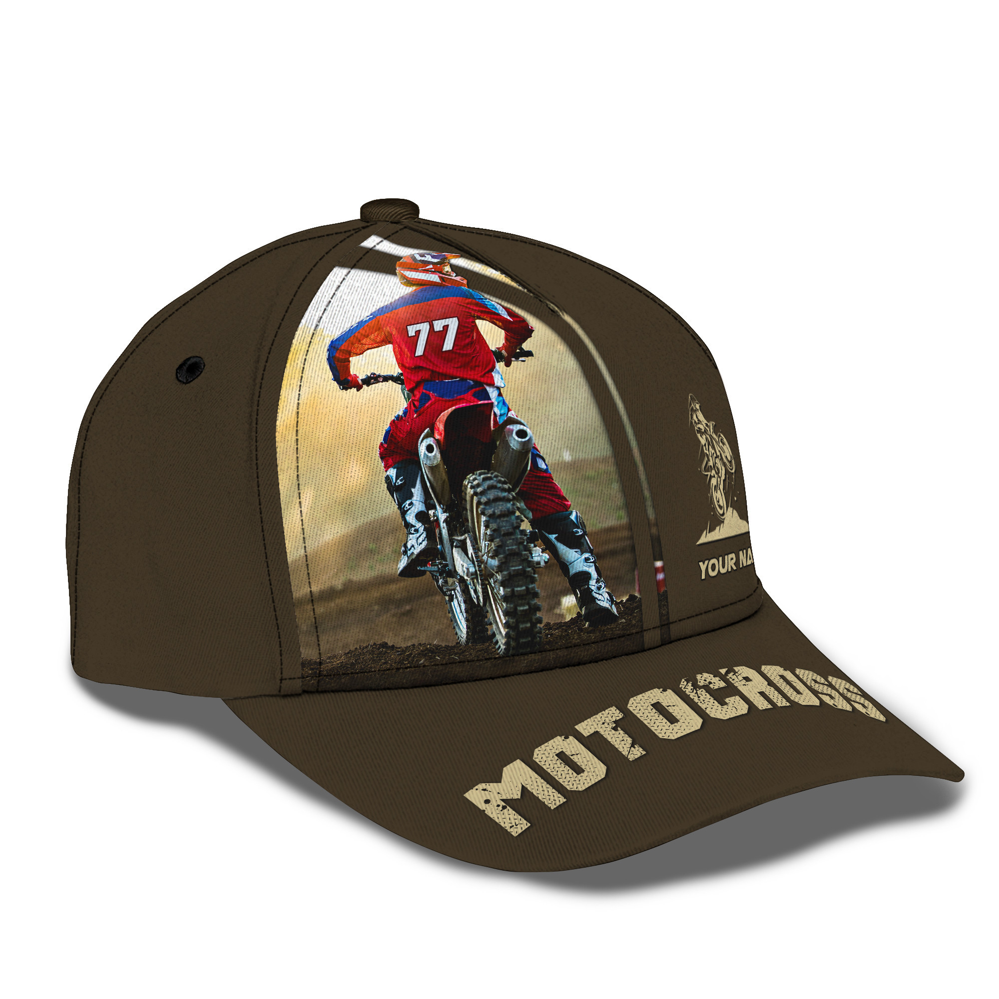 Motocross Classic Cap Motorcycle Personalized Name 3D Baseball Cap Trucker Hats Custom Hats Gifts For Men & Women