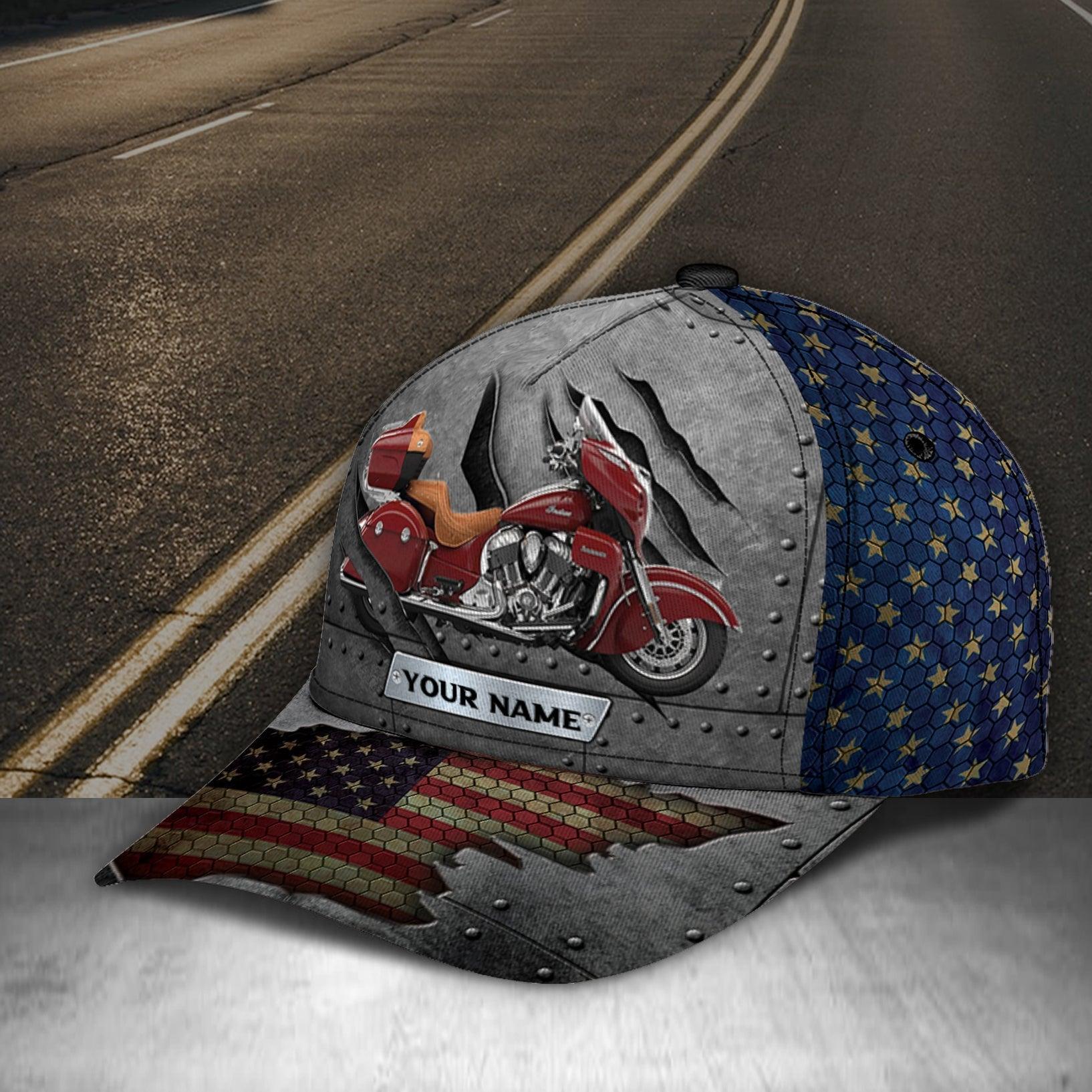 Motorcycle America Flag Personalized Cap, Personalized Gift for Motorcycle Lovers, Motorcycle Riders Trucker Hats Custom Hats Gifts For Men & Women