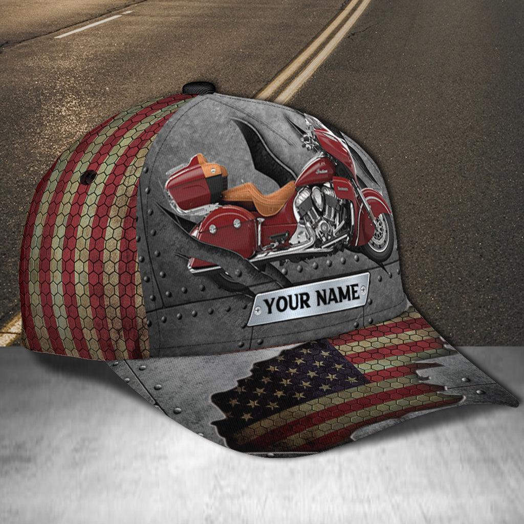 Motorcycle America Flag Personalized Cap, Personalized Gift for Motorcycle Lovers, Motorcycle Riders Trucker Hats Custom Hats Gifts For Men & Women