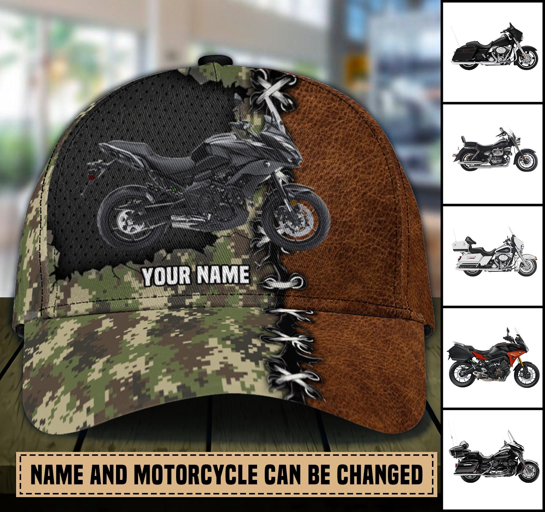 Motorcycle Army Pattern Personalized Cap, Personalized Gift for Motorcycle Lovers, Motorcycle Riders Trucker Hats Custom Hats Gifts For Men & Women