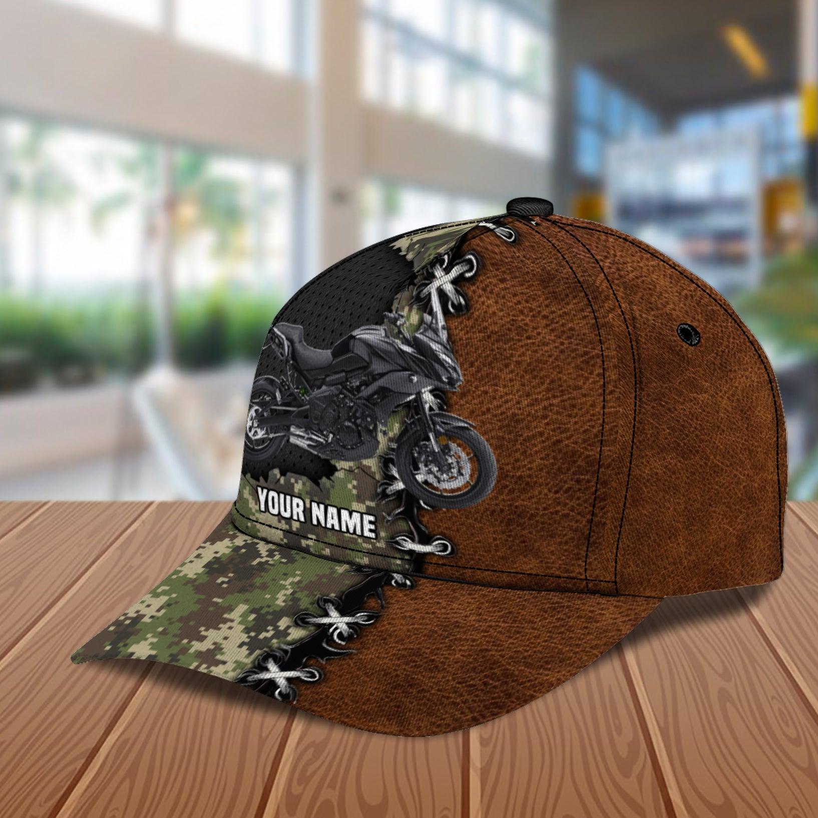 Motorcycle Army Pattern Personalized Cap, Personalized Gift for Motorcycle Lovers, Motorcycle Riders Trucker Hats Custom Hats Gifts For Men & Women