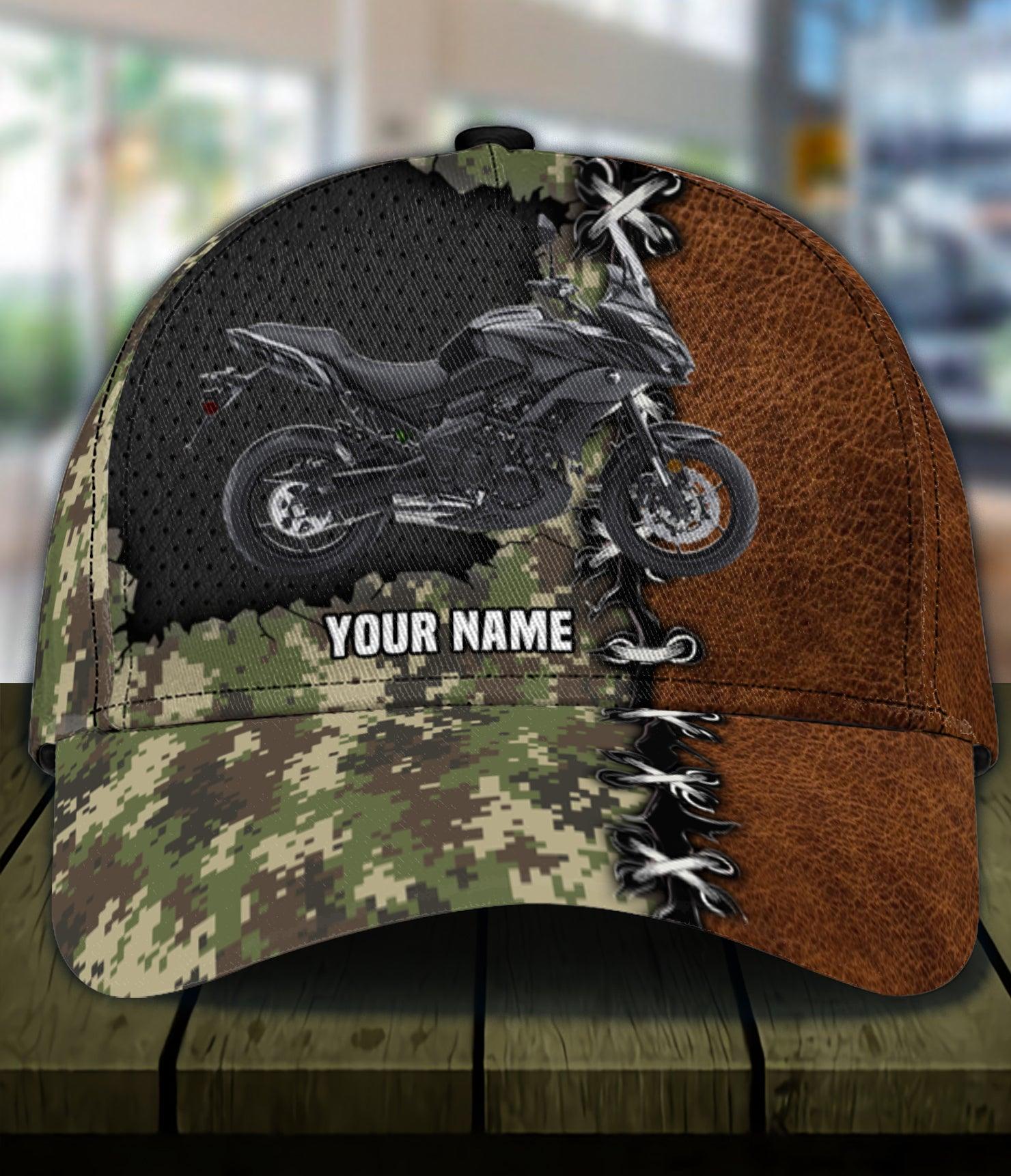 Motorcycle Army Pattern Personalized Cap, Personalized Gift for Motorcycle Lovers, Motorcycle Riders Trucker Hats Custom Hats Gifts For Men & Women