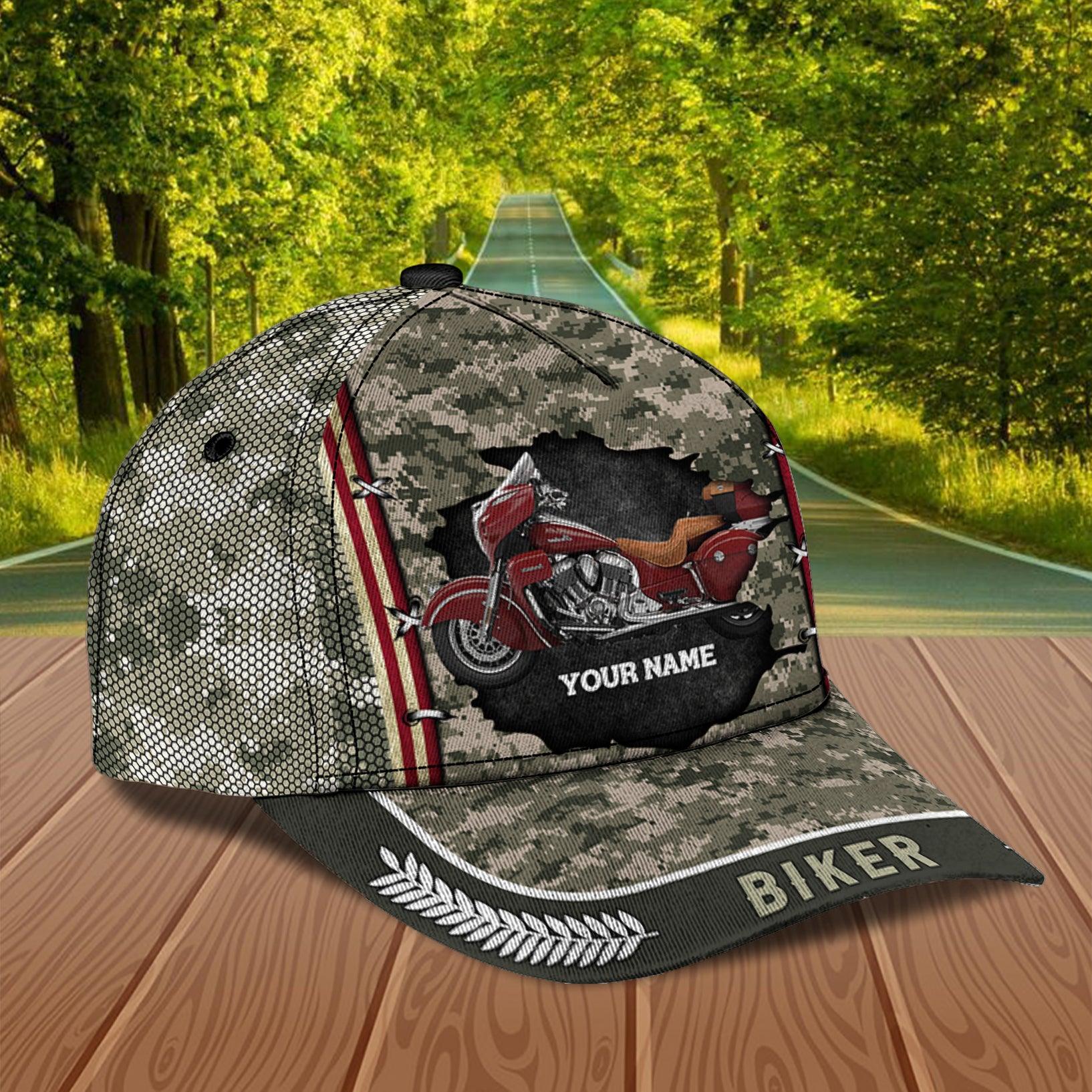 Motorcycle Army Pattern Personalized Classic Cap, Personalized Gift for Motorcycle Lovers, Motorcycle Riders Trucker Hats Custom Hats Gifts For Men & Women