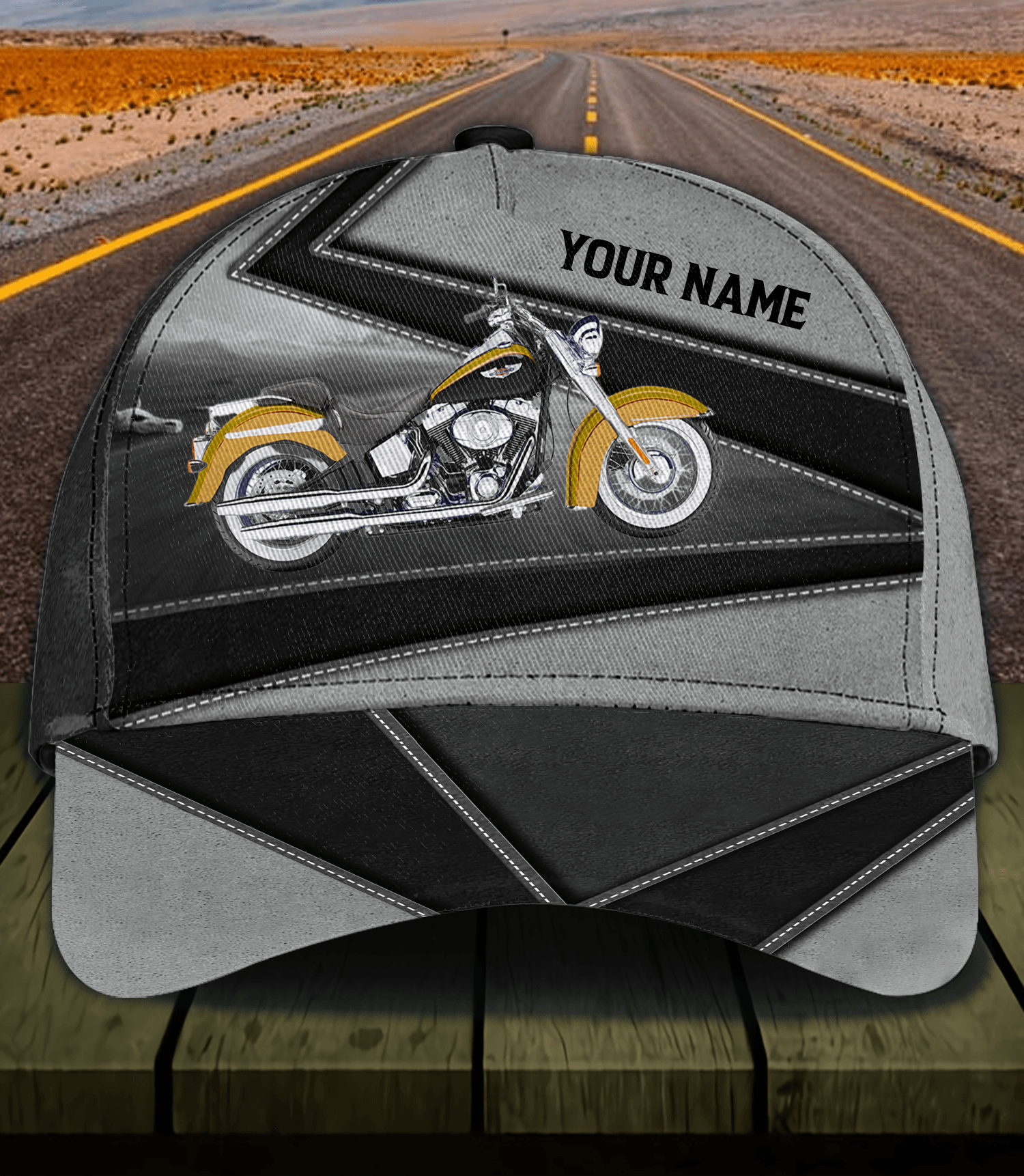 Motorcycle Black And Gray Pattern Personalized Classic Cap, Personalized Gift for Motorcycle Lovers, Motorcycle Riders Trucker Hats Custom Hats Gifts For Men & Women