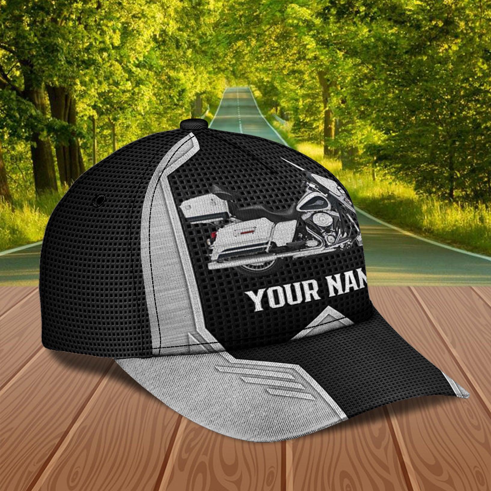 Motorcycle Black Grey Personalized Cap, Personalized Gift for Motorcycle Lovers, Motorcycle Riders Trucker Hats Custom Hats Gifts For Men & Women