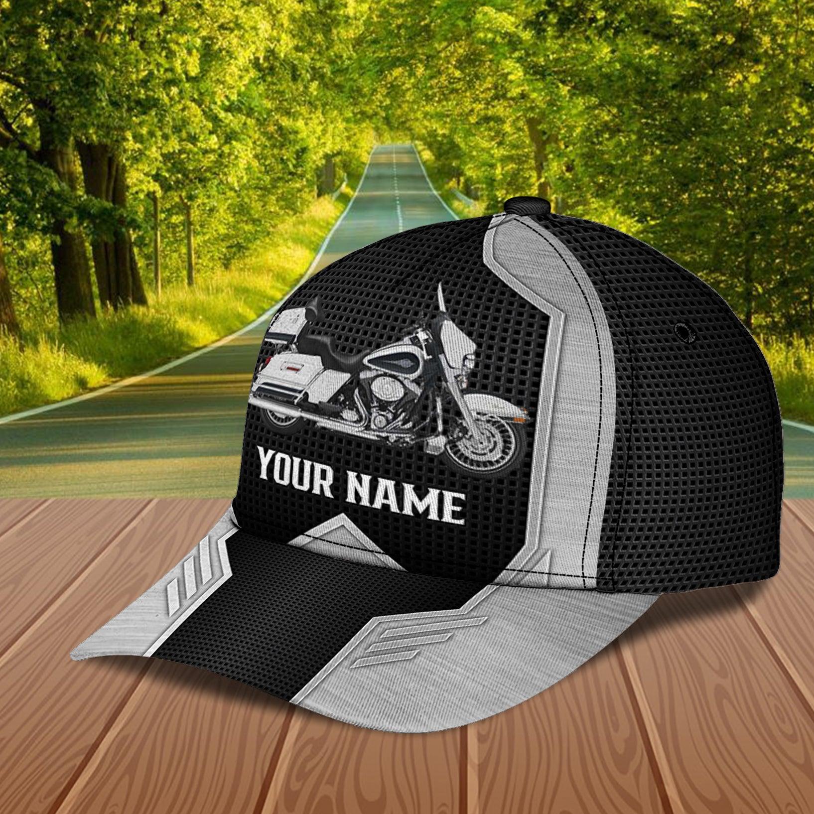 Motorcycle Black Grey Personalized Cap, Personalized Gift for Motorcycle Lovers, Motorcycle Riders Trucker Hats Custom Hats Gifts For Men & Women