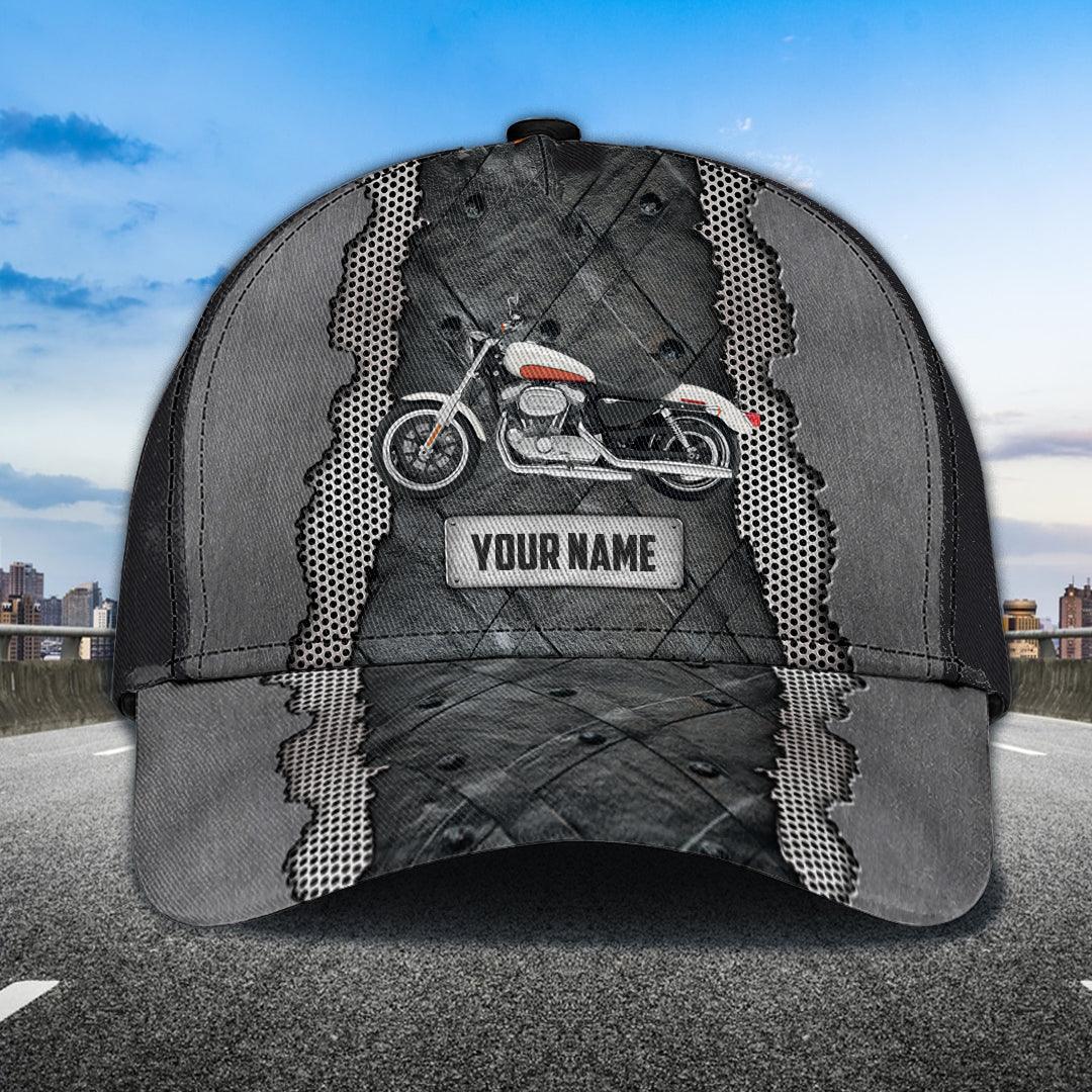 Motorcycle Black Metal Pattern Personalized Classic Cap, Personalized Gift for Motorcycle Lovers, Motorcycle Riders Trucker Hats Custom Hats Gifts For Men & Women