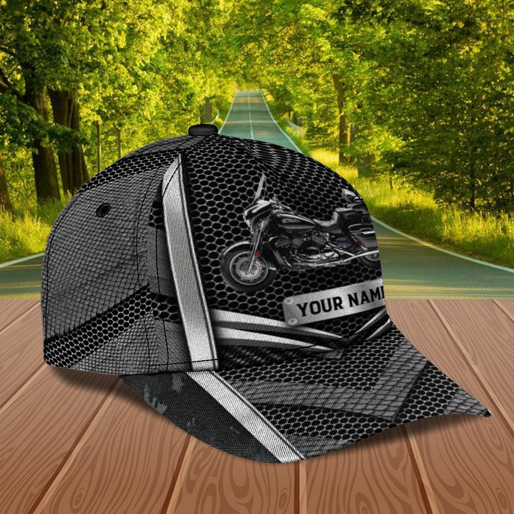 Motorcycle Black Metal Personalized Classic Cap, Personalized Gift for Motorcycle Lovers, Motorcycle Riders Trucker Hats Custom Hats Gifts For Men & Women