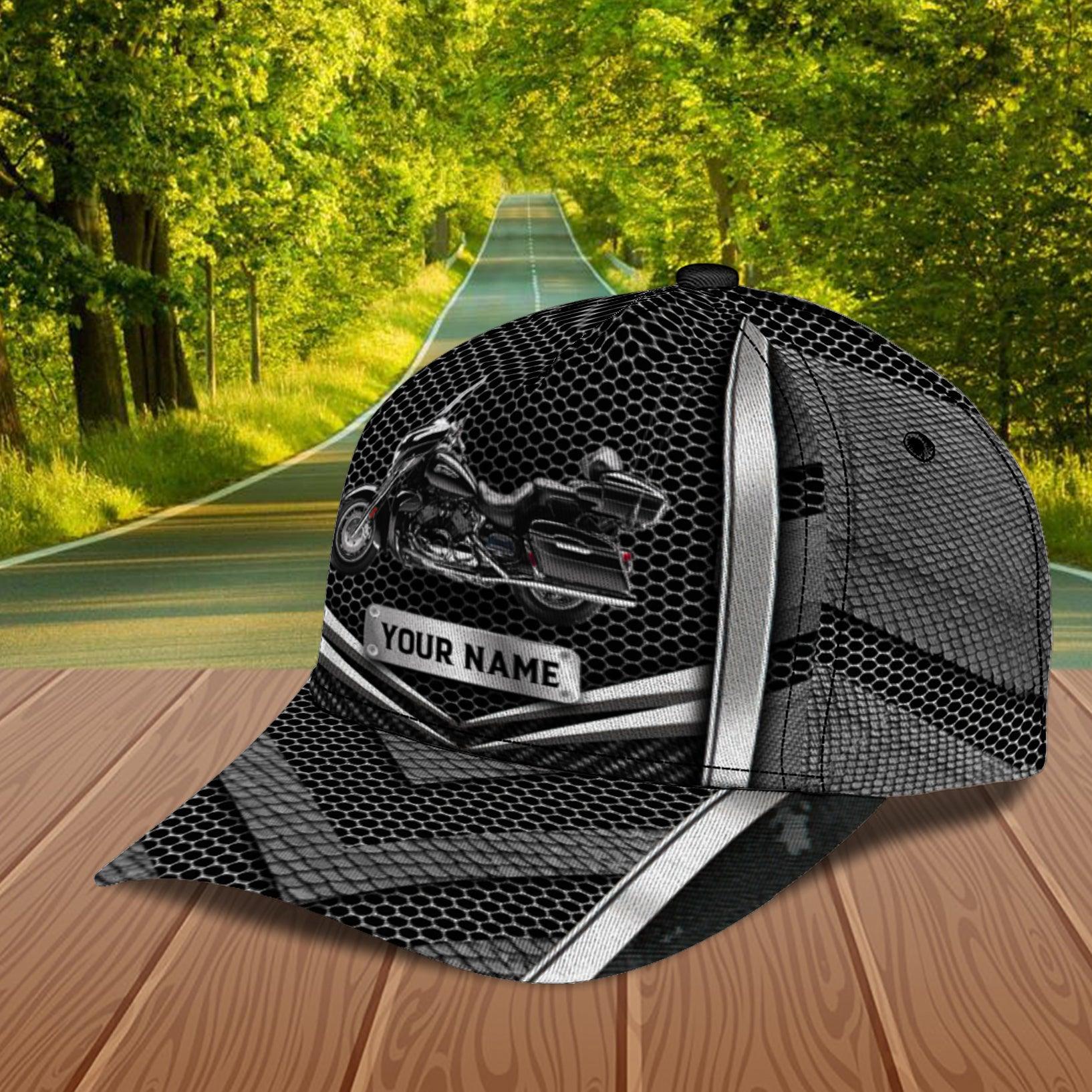 Motorcycle Black Metal Personalized Classic Cap, Personalized Gift for Motorcycle Lovers, Motorcycle Riders Trucker Hats Custom Hats Gifts For Men & Women
