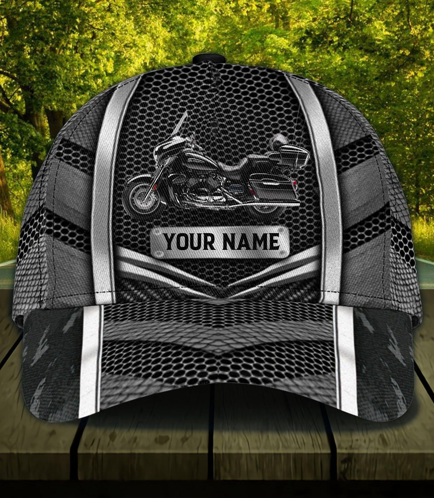 Motorcycle Black Metal Personalized Classic Cap, Personalized Gift for Motorcycle Lovers, Motorcycle Riders Trucker Hats Custom Hats Gifts For Men & Women