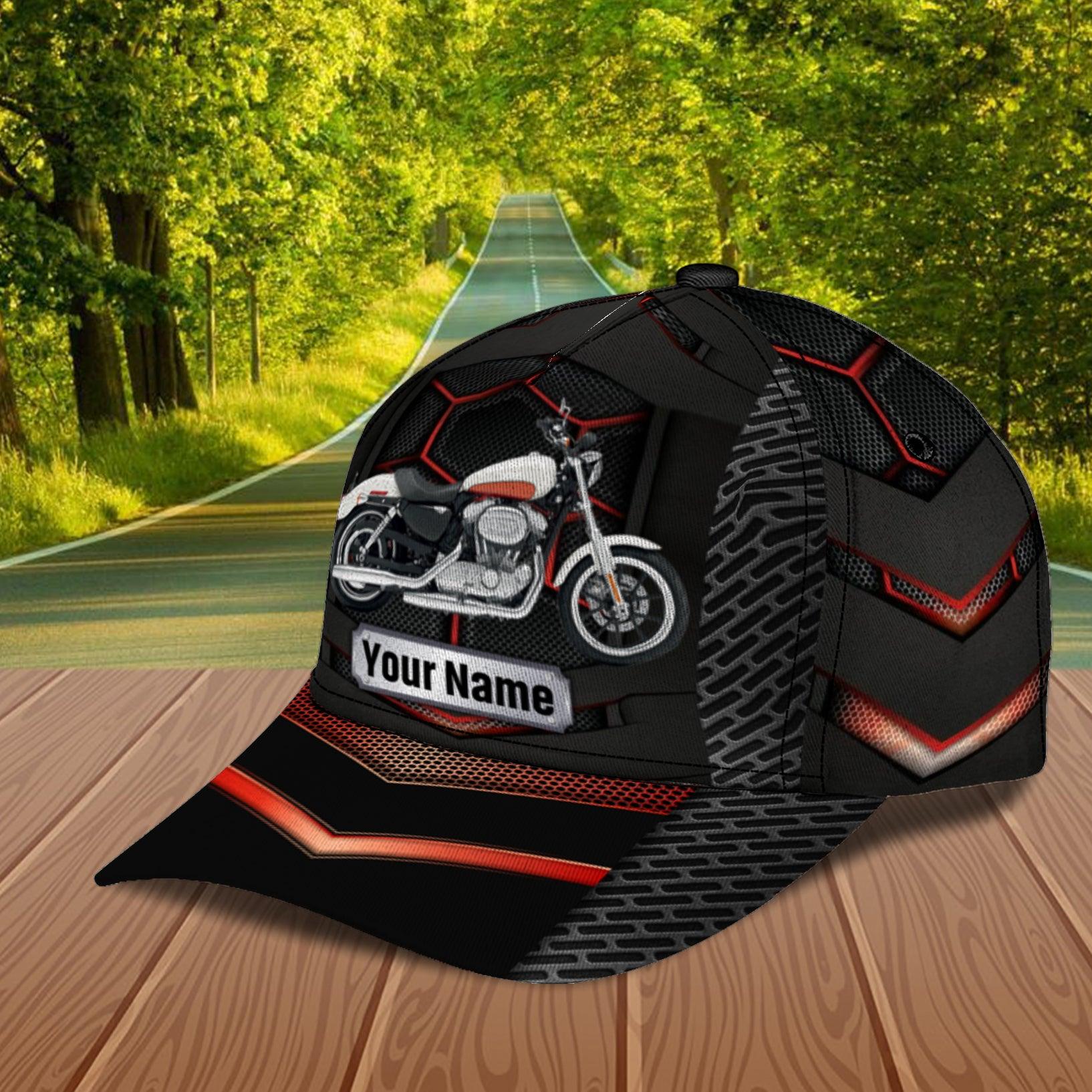 Motorcycle Black Red Personalized Cap, Personalized Gift for Motorcycle Lovers, Motorcycle Riders Trucker Hats Custom Hats Gifts For Men & Women