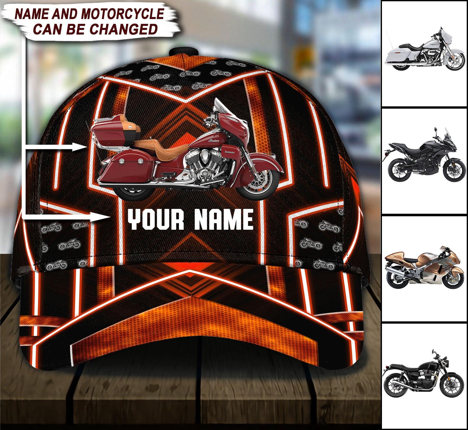 Motorcycle Black Red Personalized Classic Cap, Personalized Gift for Motorcycle Lovers, Motorcycle Riders Trucker Hats Custom Hats Gifts For Men & Women