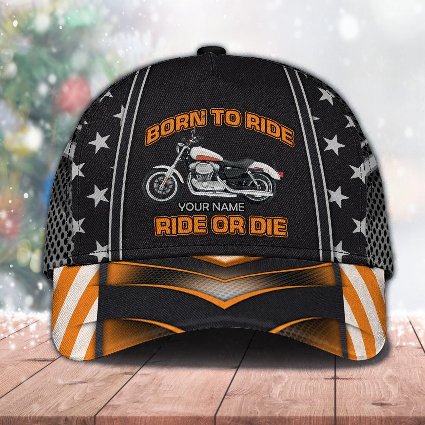 Motorcycle Born To Ride Personalized Cap, Personalized Gift for Motorcycle Lovers, Motorcycle Riders Trucker Hats Custom Hats Gifts For Men & Women