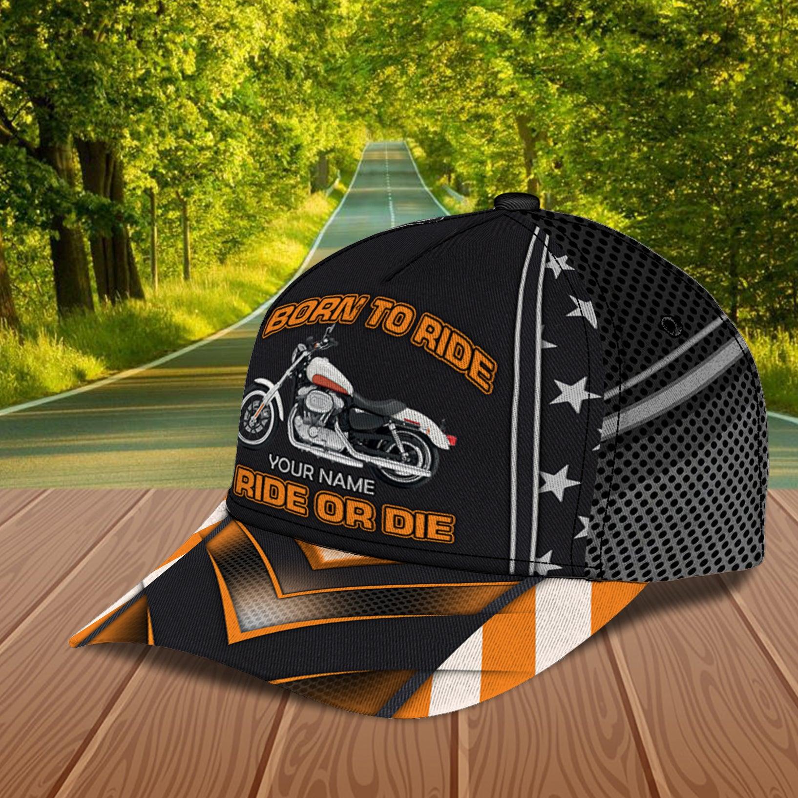Motorcycle Born To Ride Personalized Cap, Personalized Gift for Motorcycle Lovers, Motorcycle Riders Trucker Hats Custom Hats Gifts For Men & Women