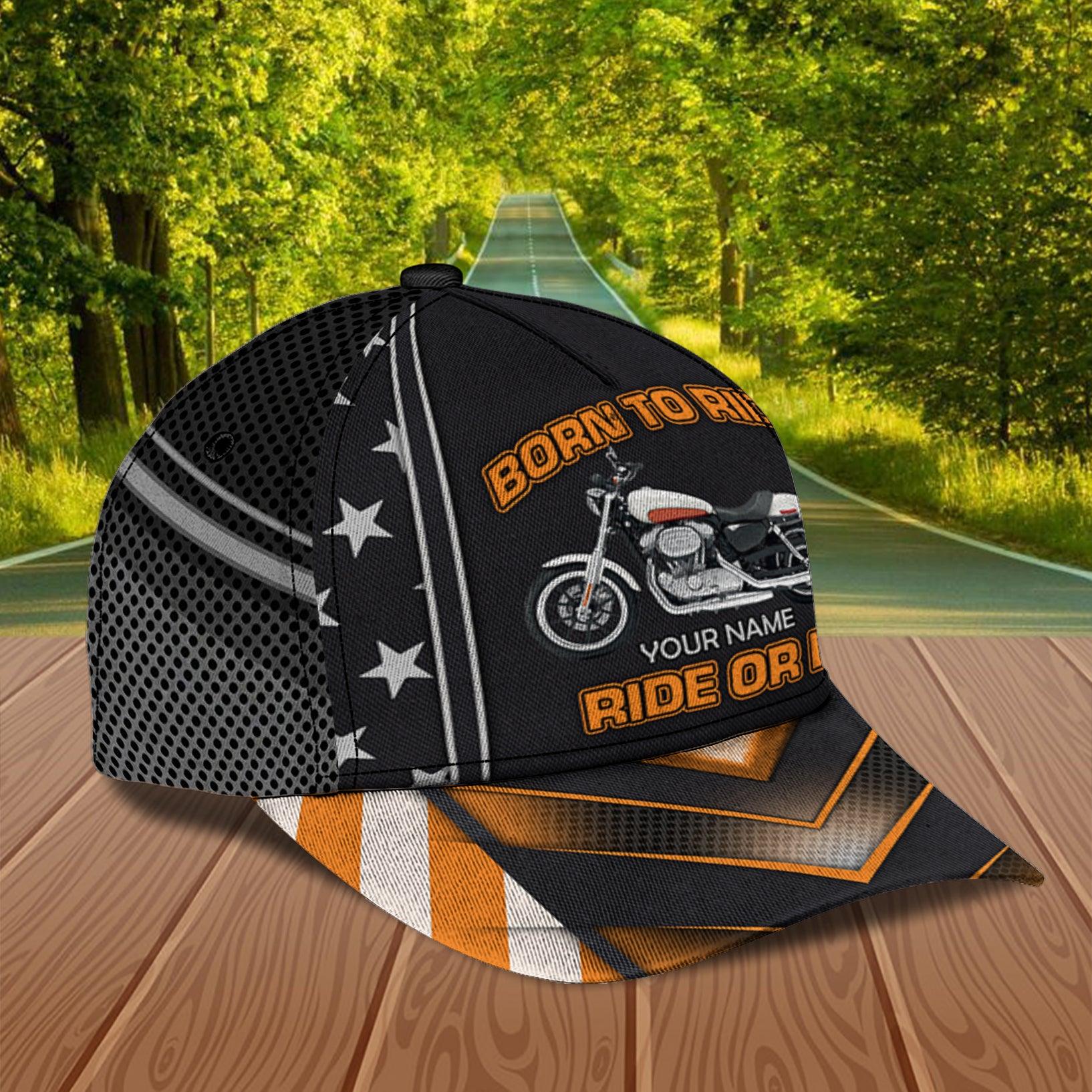 Motorcycle Born To Ride Personalized Cap, Personalized Gift for Motorcycle Lovers, Motorcycle Riders Trucker Hats Custom Hats Gifts For Men & Women