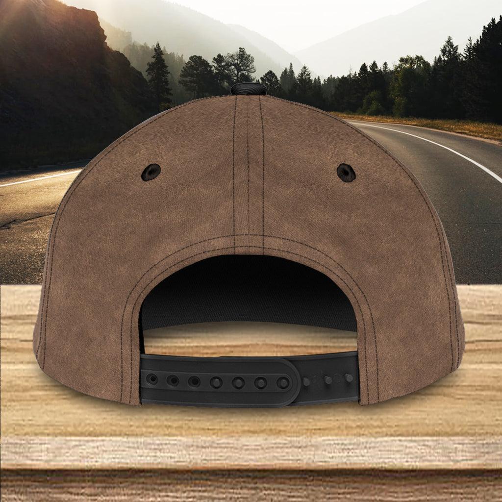 Motorcycle Brown Floral Heart Personalized Classic Cap, Personalized Gift for Motorcycle Lovers, Motorcycle Riders Trucker Hats Custom Hats Gifts For Men & Women