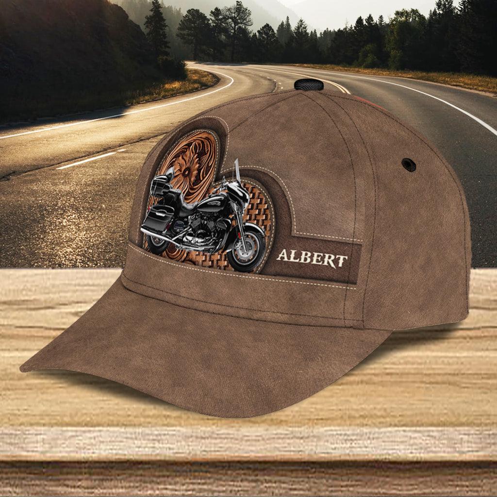 Motorcycle Brown Floral Heart Personalized Classic Cap, Personalized Gift for Motorcycle Lovers, Motorcycle Riders Trucker Hats Custom Hats Gifts For Men & Women