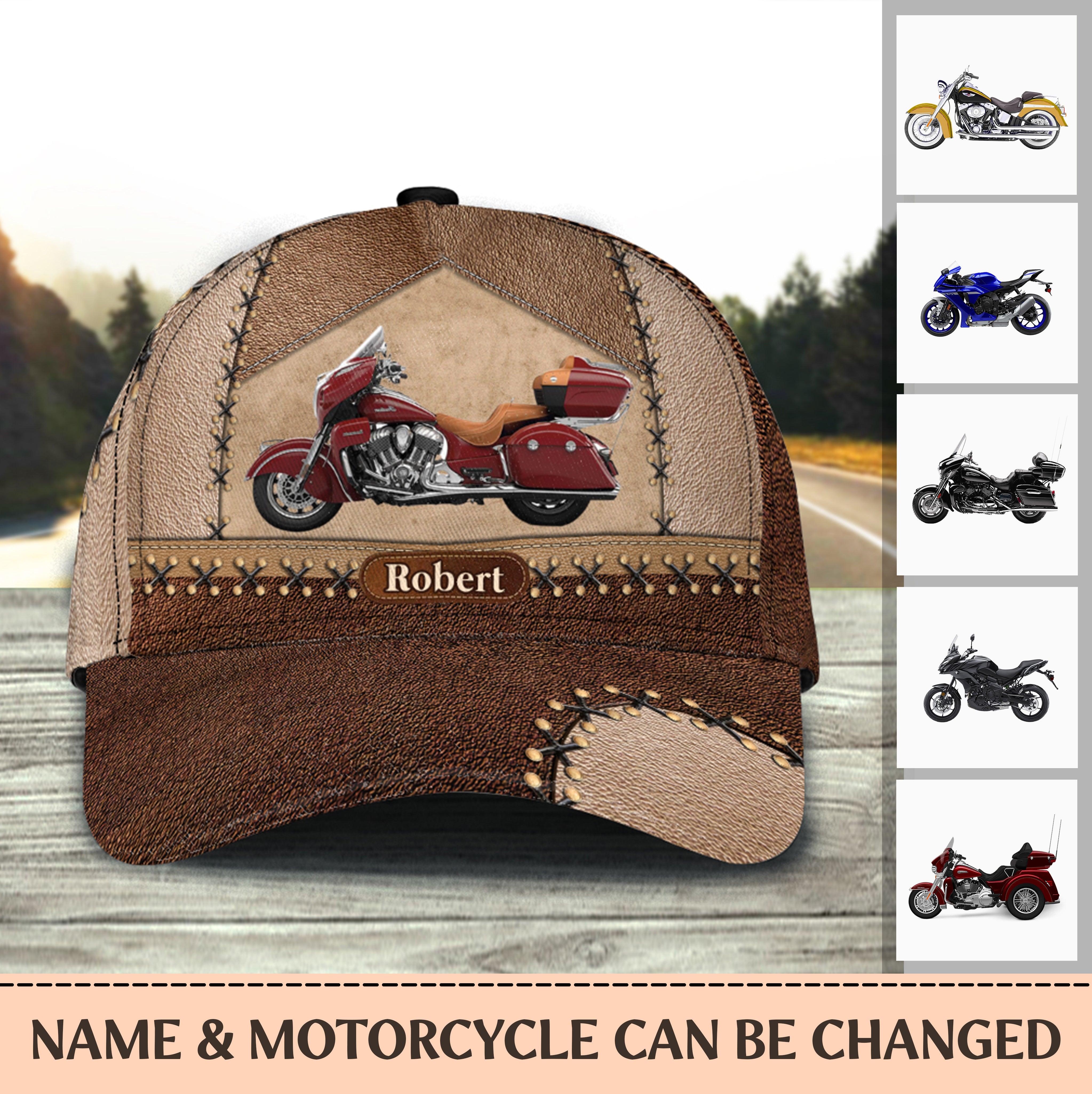 Motorcycle Brown Layers Personalized Cap, Personalized Gift for Motorcycle Lovers, Motorcycle Riders Trucker Hats Custom Hats Gifts For Men & Women