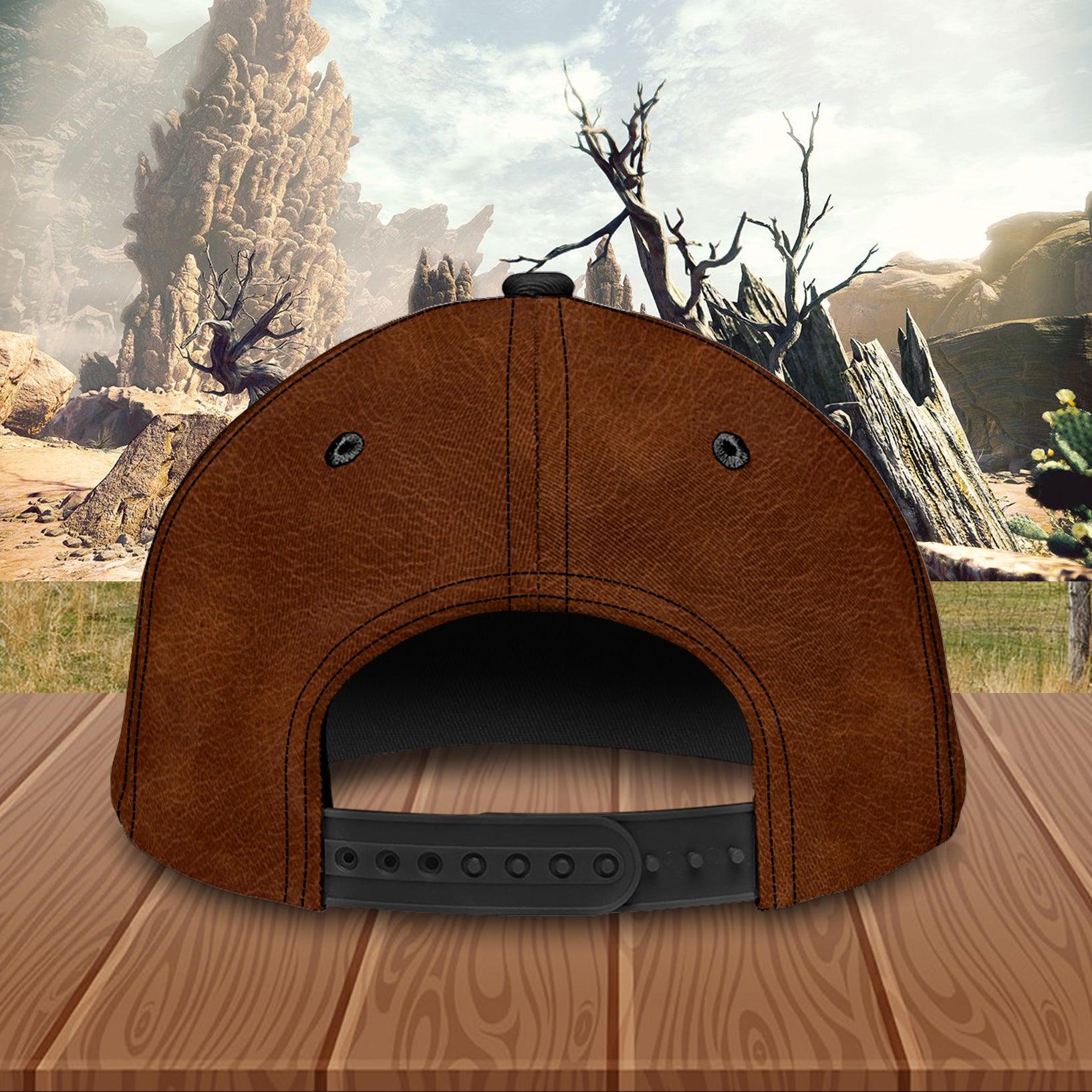 Motorcycle Brown Leather Pattern Personalized Classic Cap, Personalized Gift for Motorcycle Lovers, Motorcycle Riders Trucker Hats Custom Hats Gifts For Men & Women